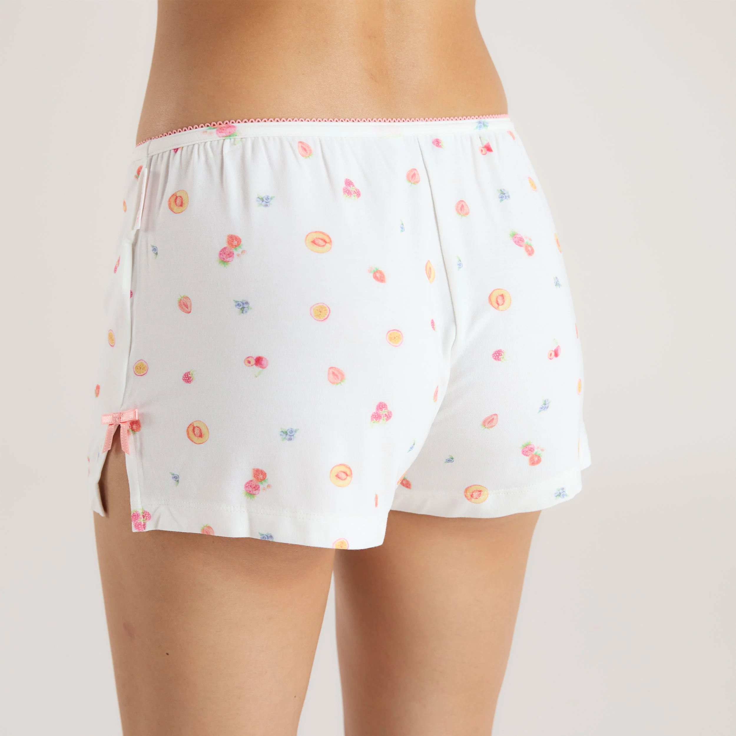 Modal Pajama Shorts - White Fruits - Image 6
