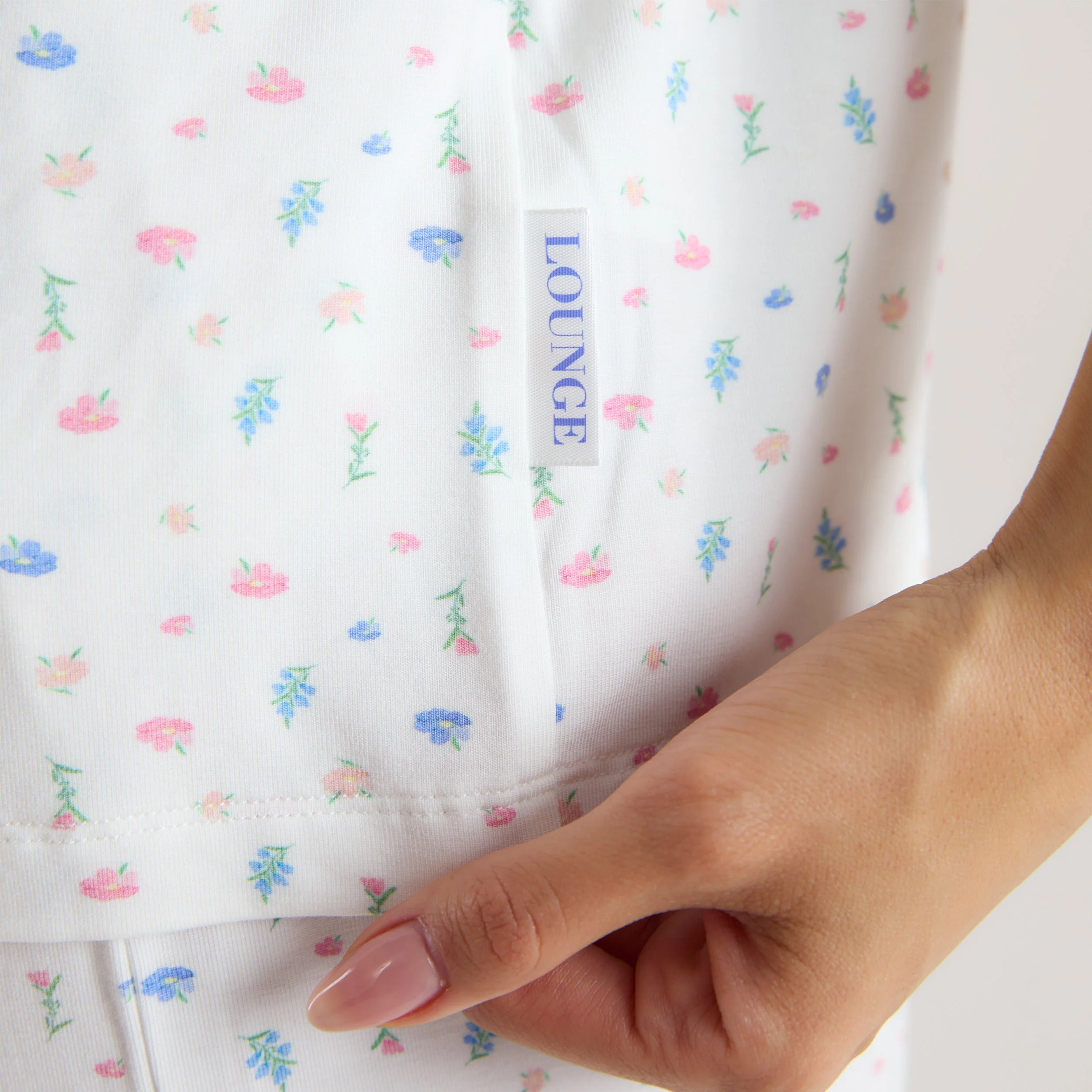 Modal Short Sleeve Pajama Shirt - White Floral - Image 4