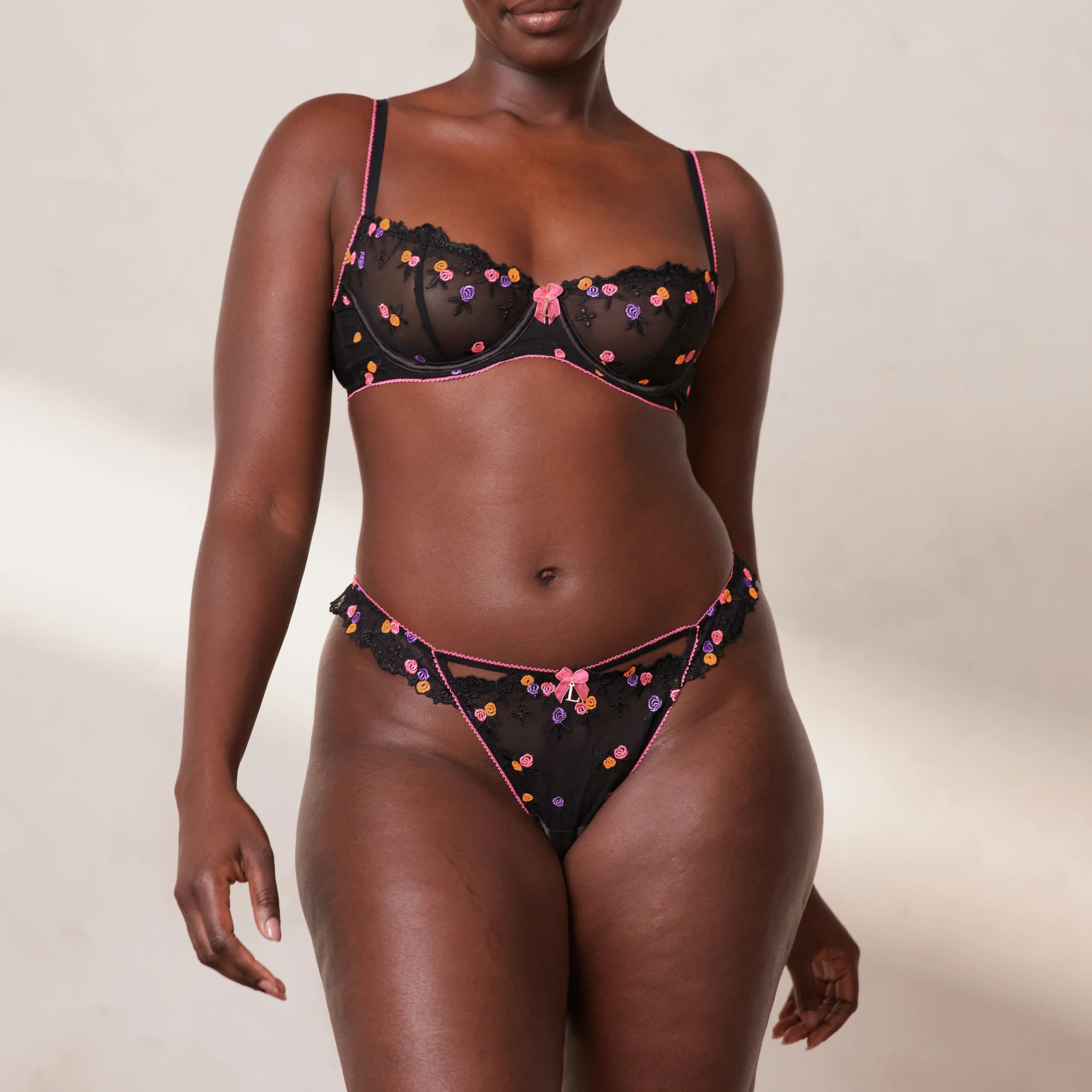 Neon Balcony Bra  - Black - Image 9