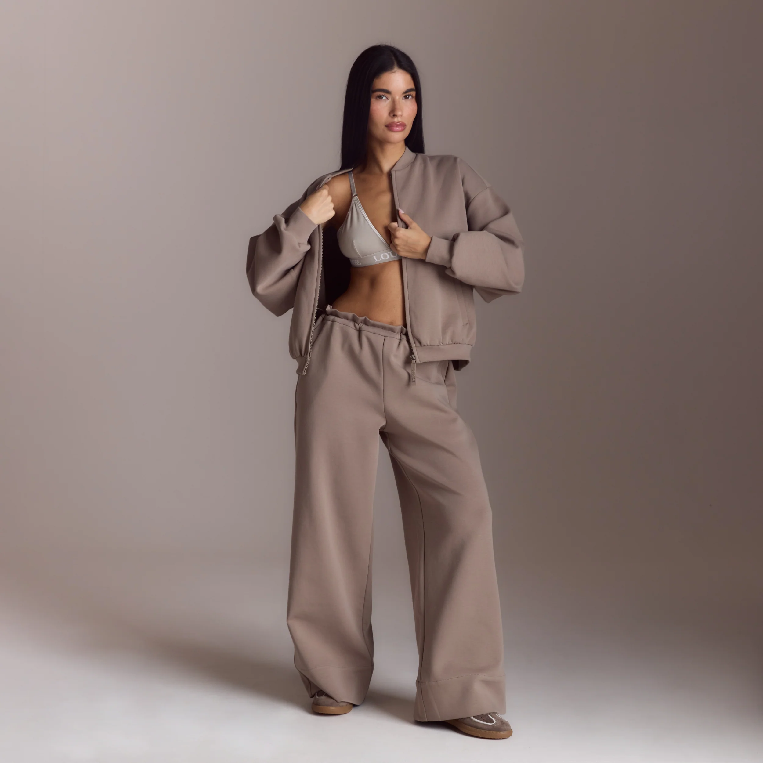 Neoprene Bomber Jacket - Taupe - Image 2