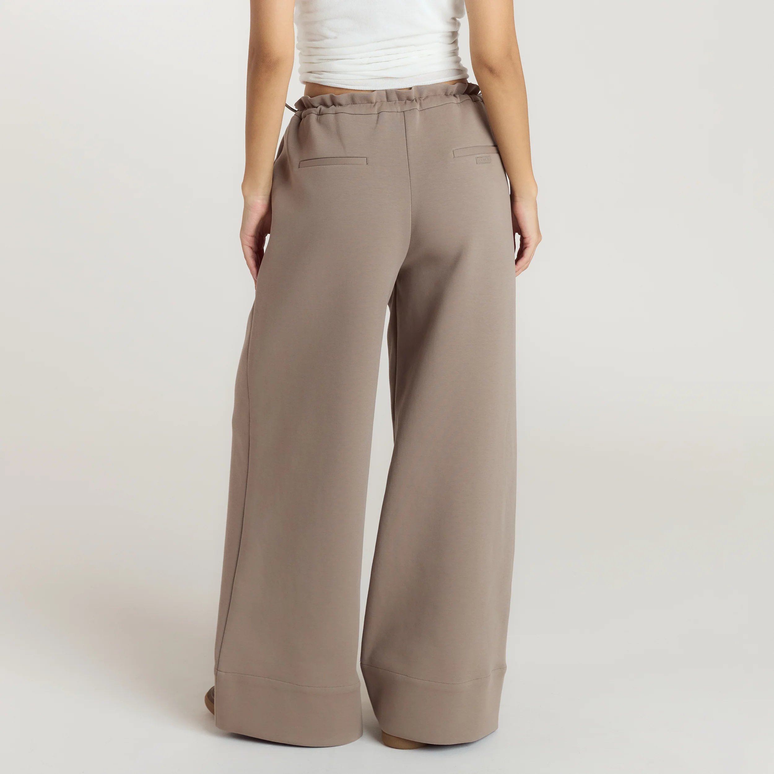 Neoprene Wide-Leg Joggers - Taupe - Image 2