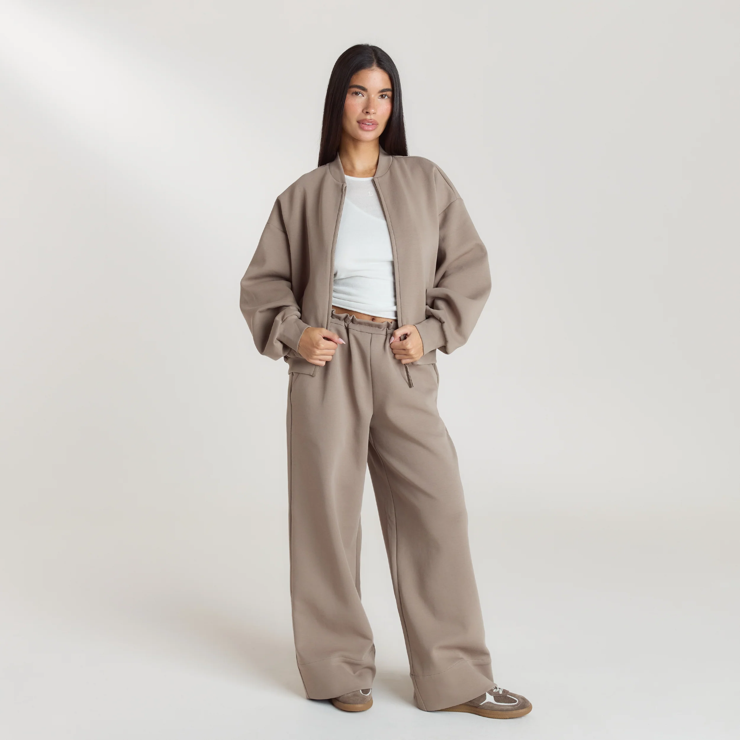 Neoprene Wide-Leg Joggers - Taupe - Image 3