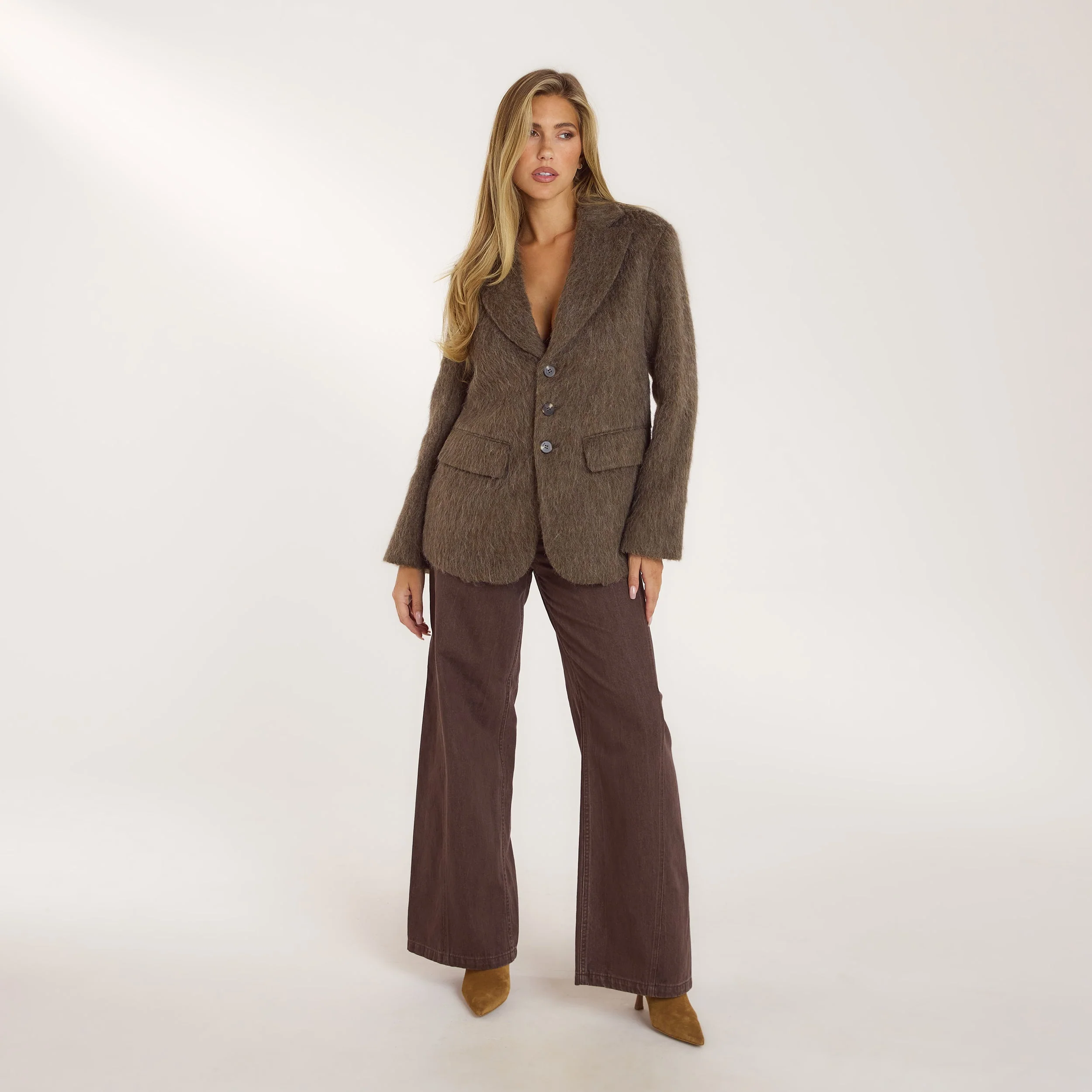 Oversized Wool Blend Blazer - Mink - Image 2
