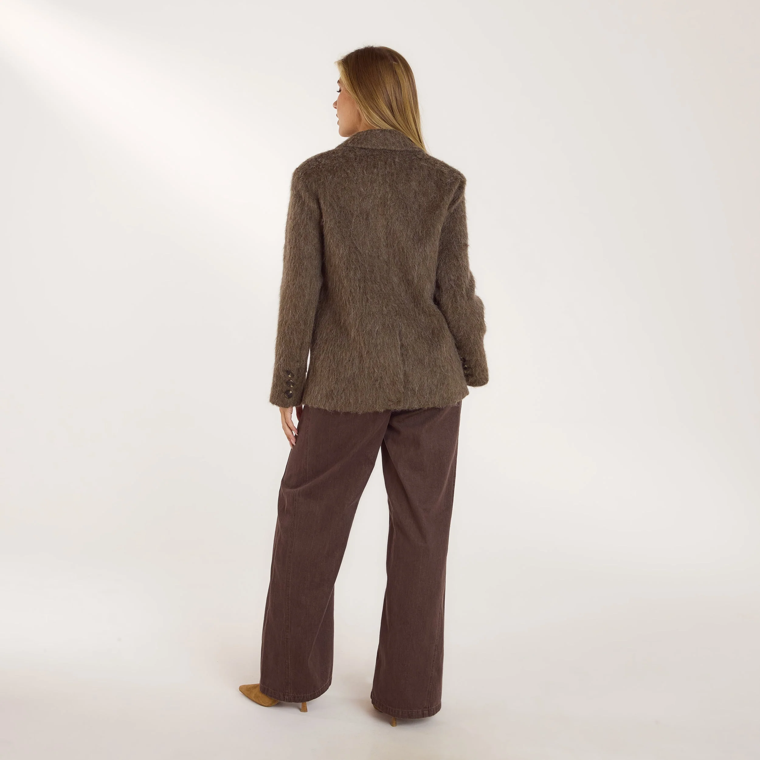 Oversized Wool Blend Blazer - Mink - Image 7