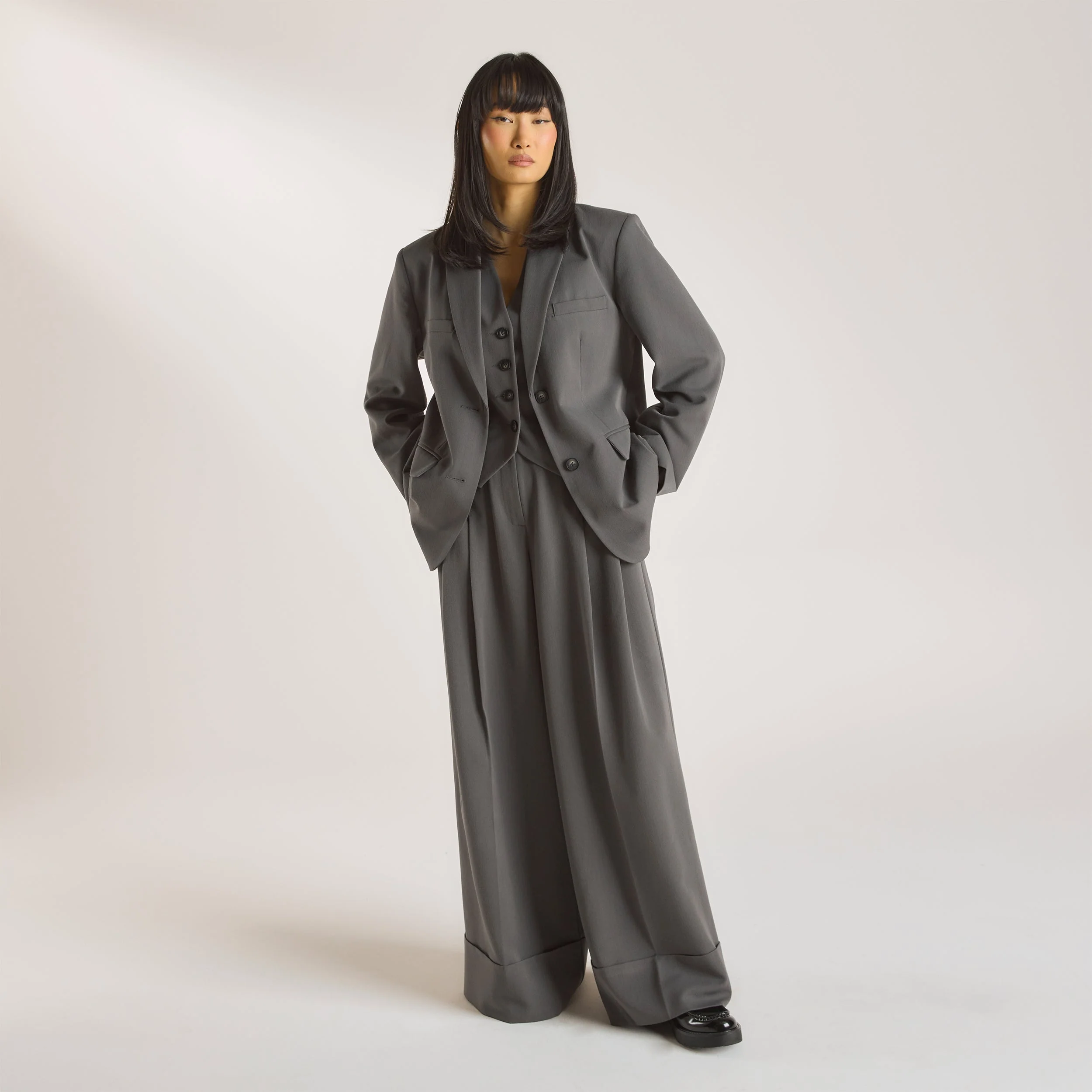 Oversized Blazer - Charcoal - Image 3