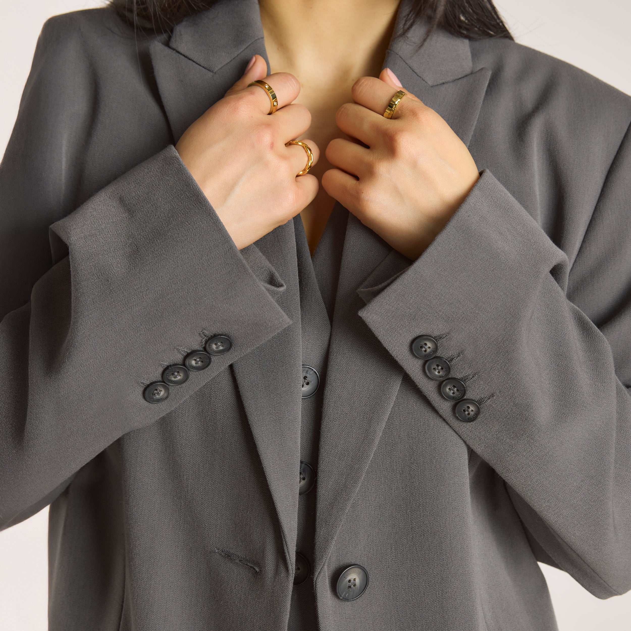 Oversized Blazer - Charcoal - Image 4
