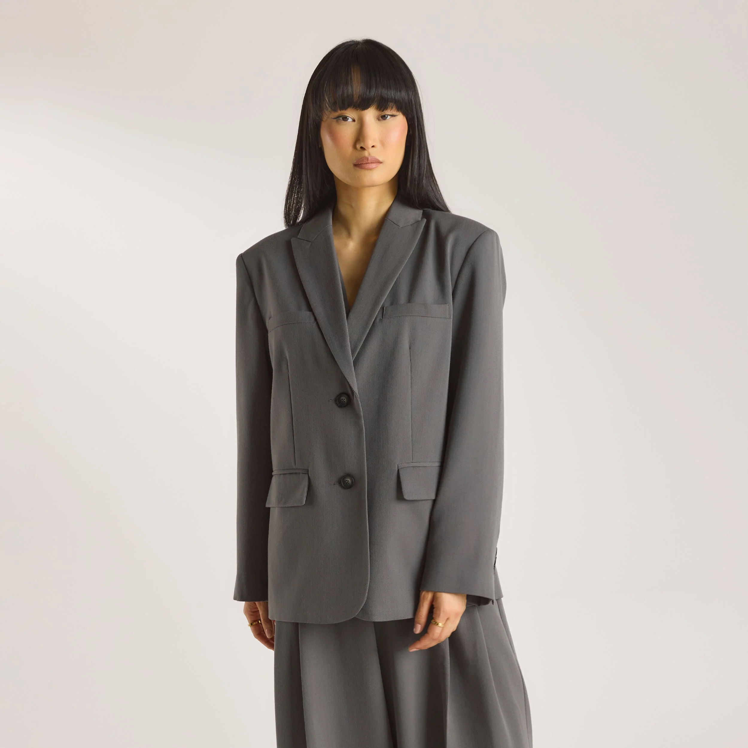 Oversized Blazer - Charcoal - Image 5