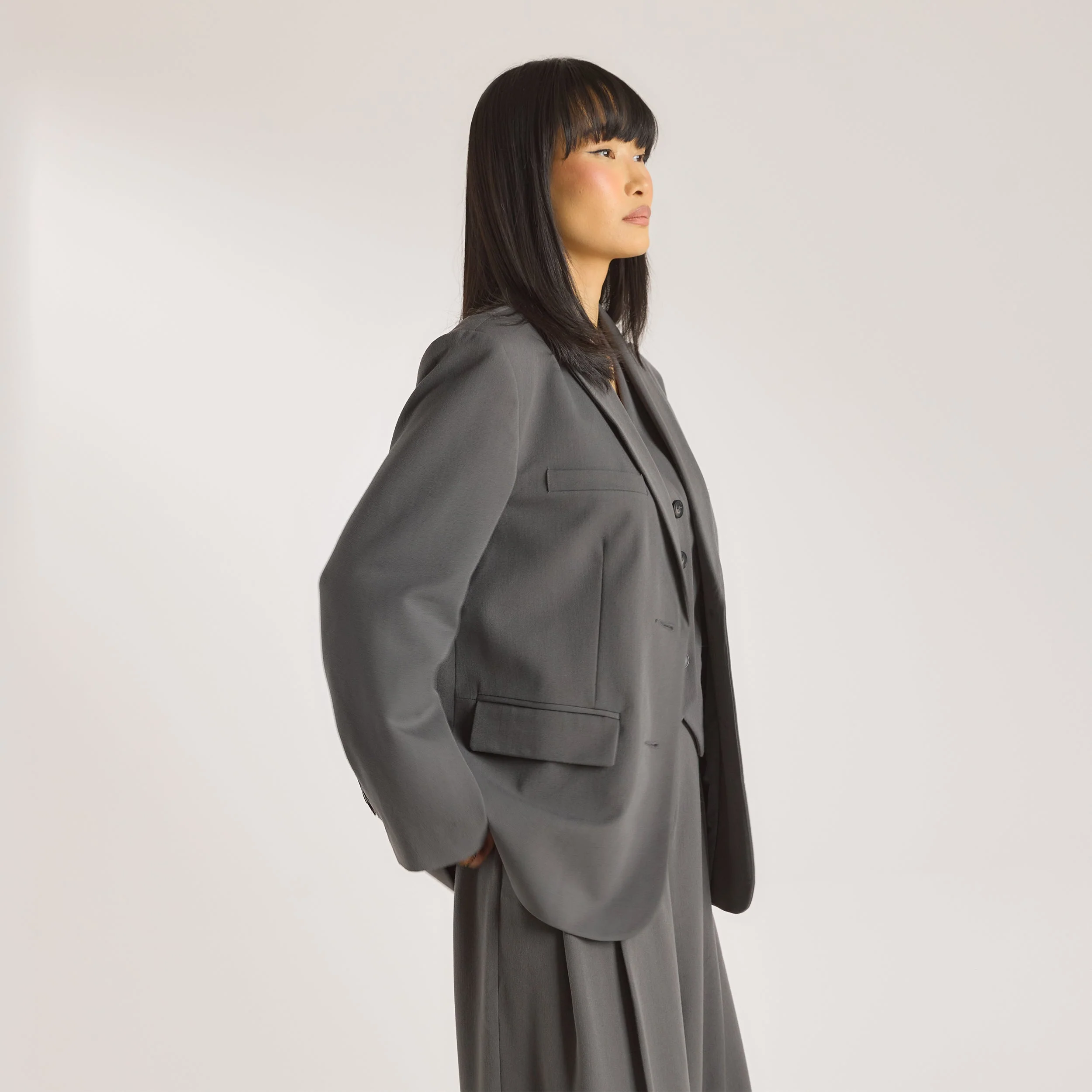 Oversized Blazer - Charcoal - Image 6