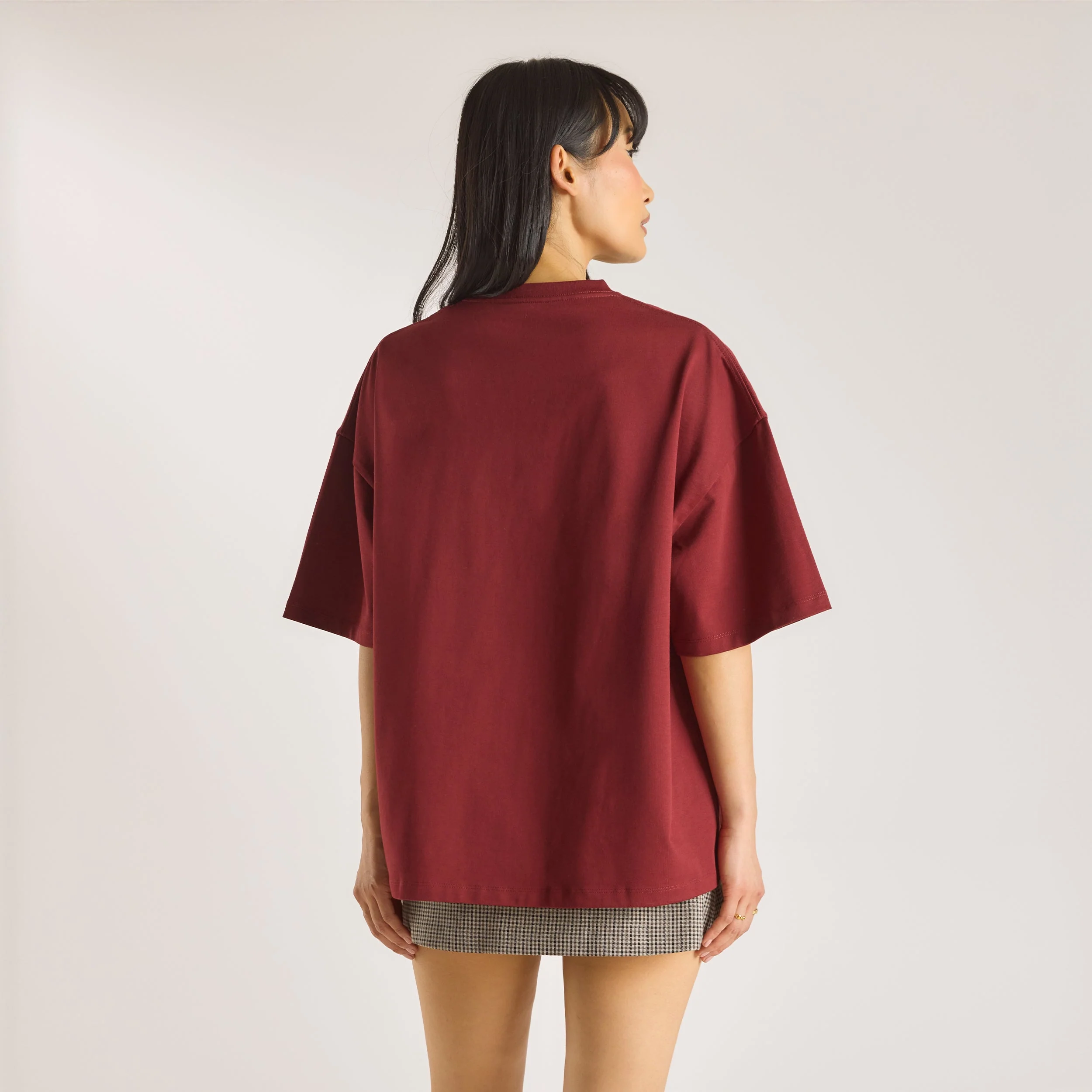 Oversized Graphic Tee - Burgundy - Image 3