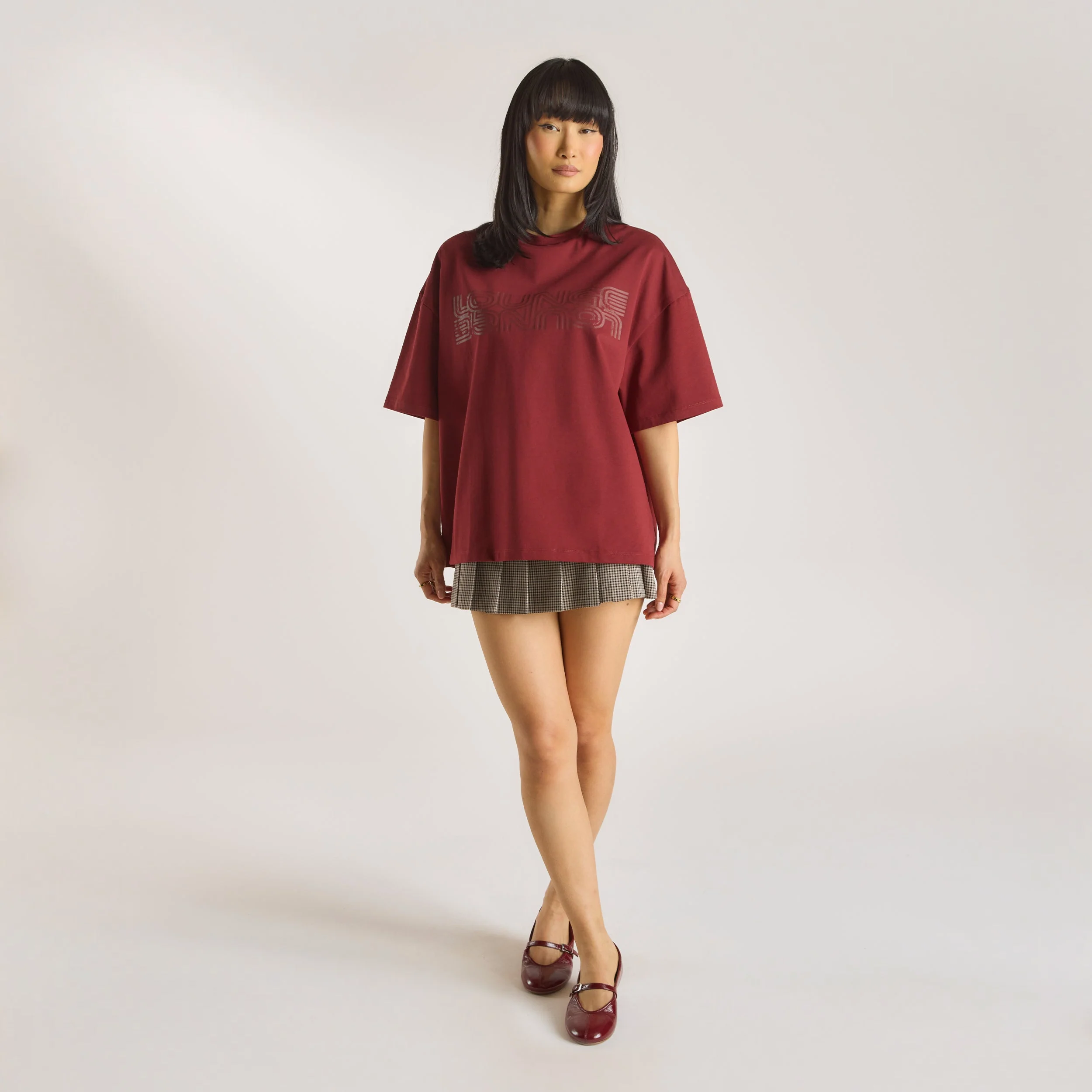 Oversized Graphic Tee - Burgundy - Image 4