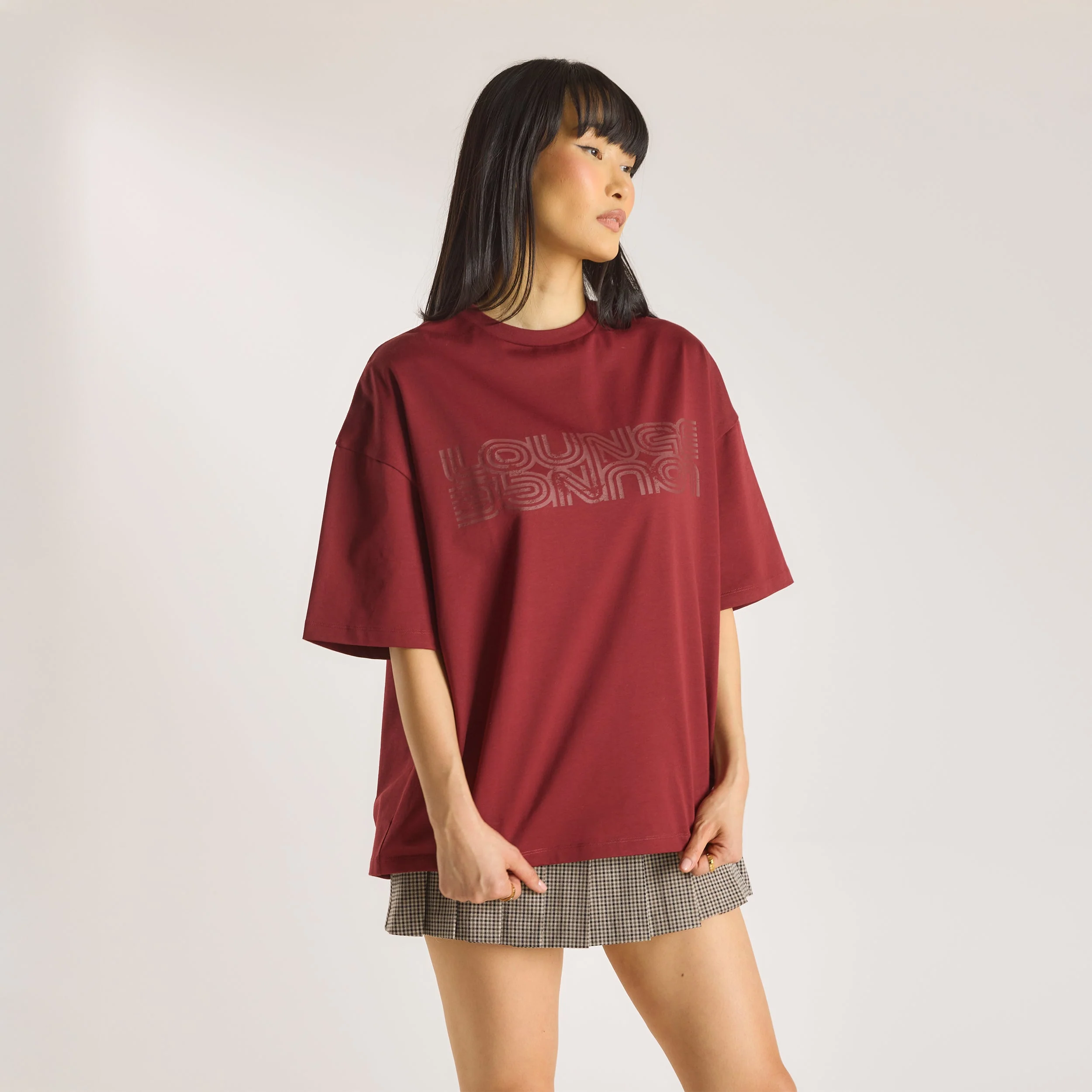 Oversized Graphic Tee - Burgundy - Image 5