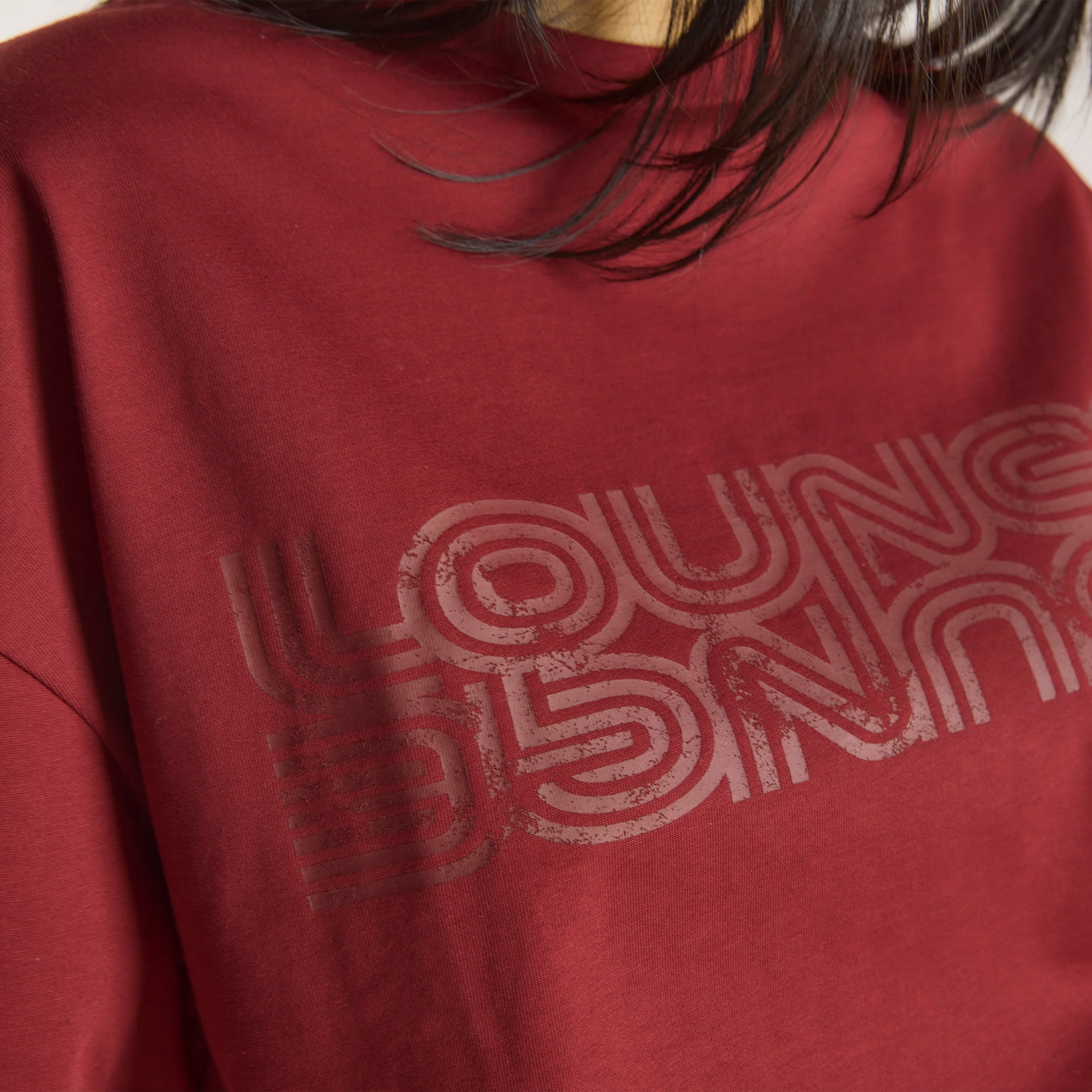 Oversized Graphic Tee - Burgundy - Image 6