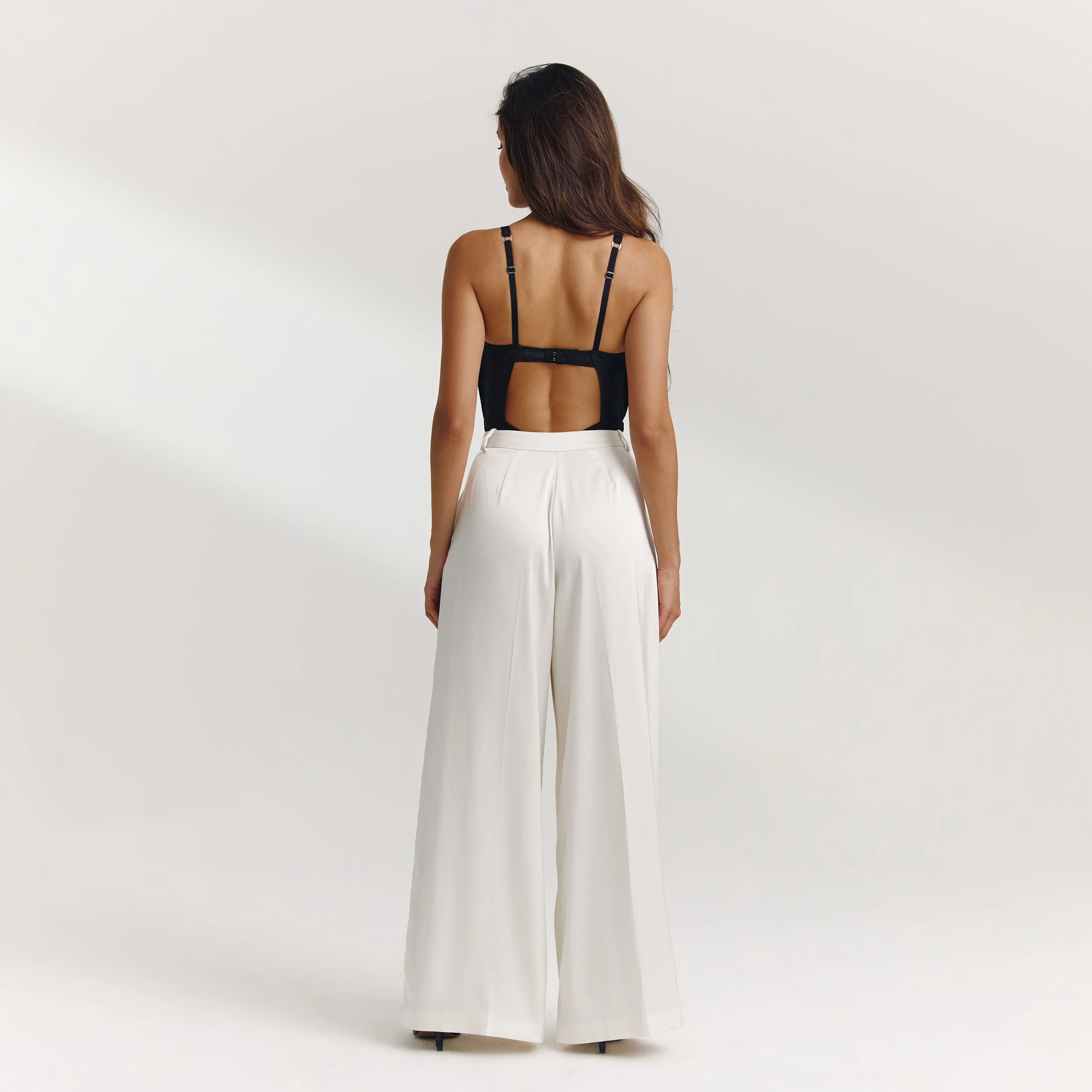 Pleated Mesh Bodysuit - Black - Image 7