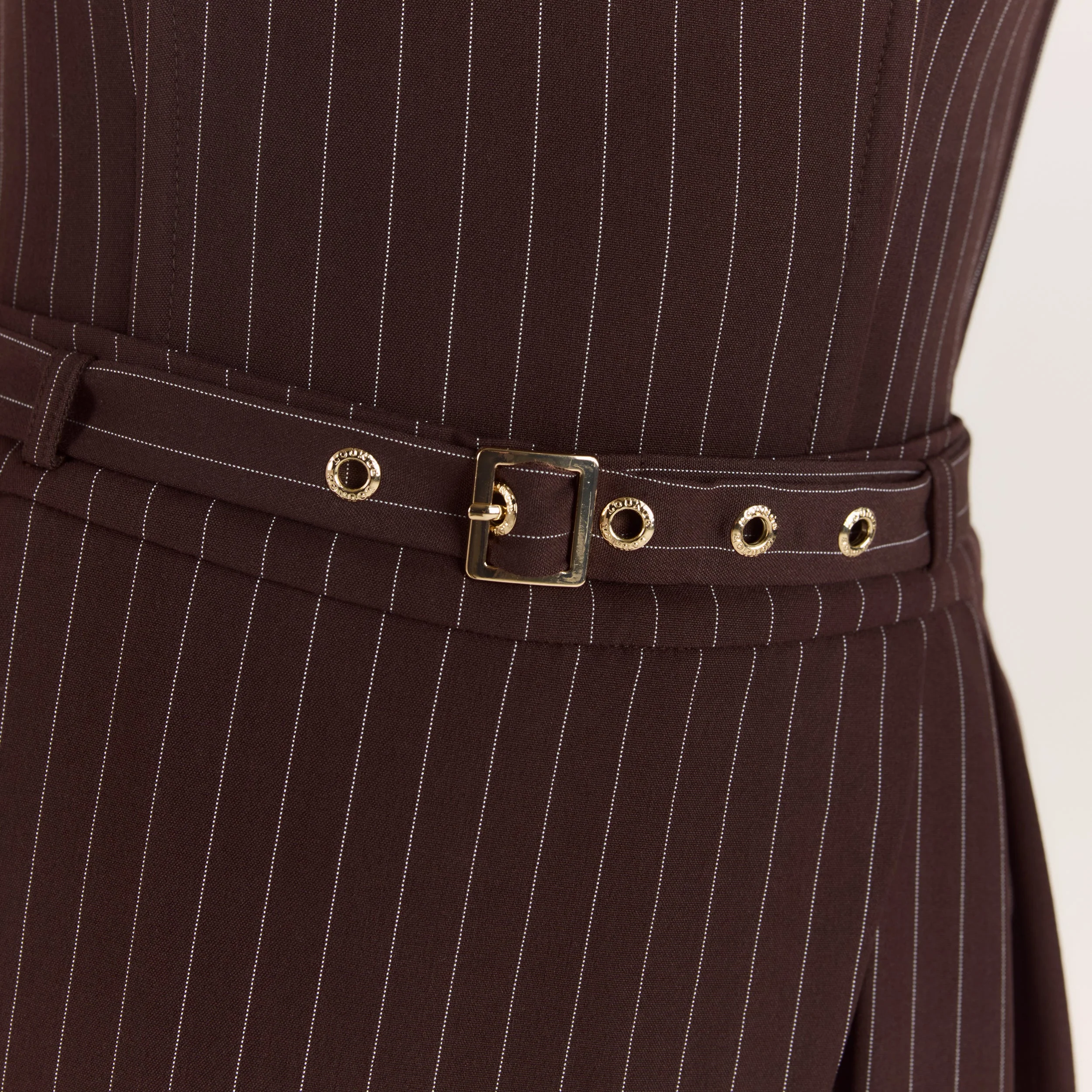 Pleated Skort - Brown Pinstripe - Image 7