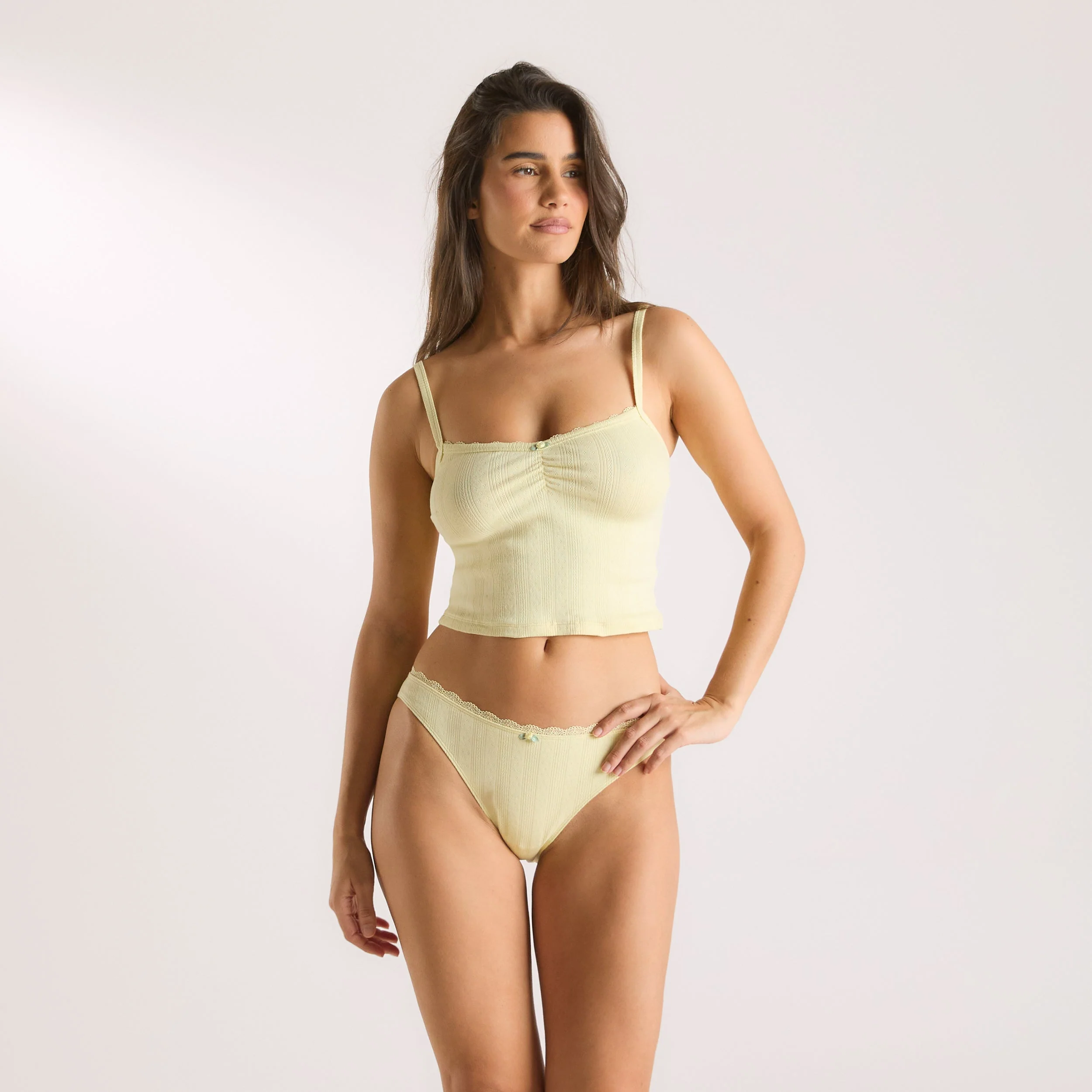 Pointelle Cami Pajama Top - Buttercup Yellow - Image 3
