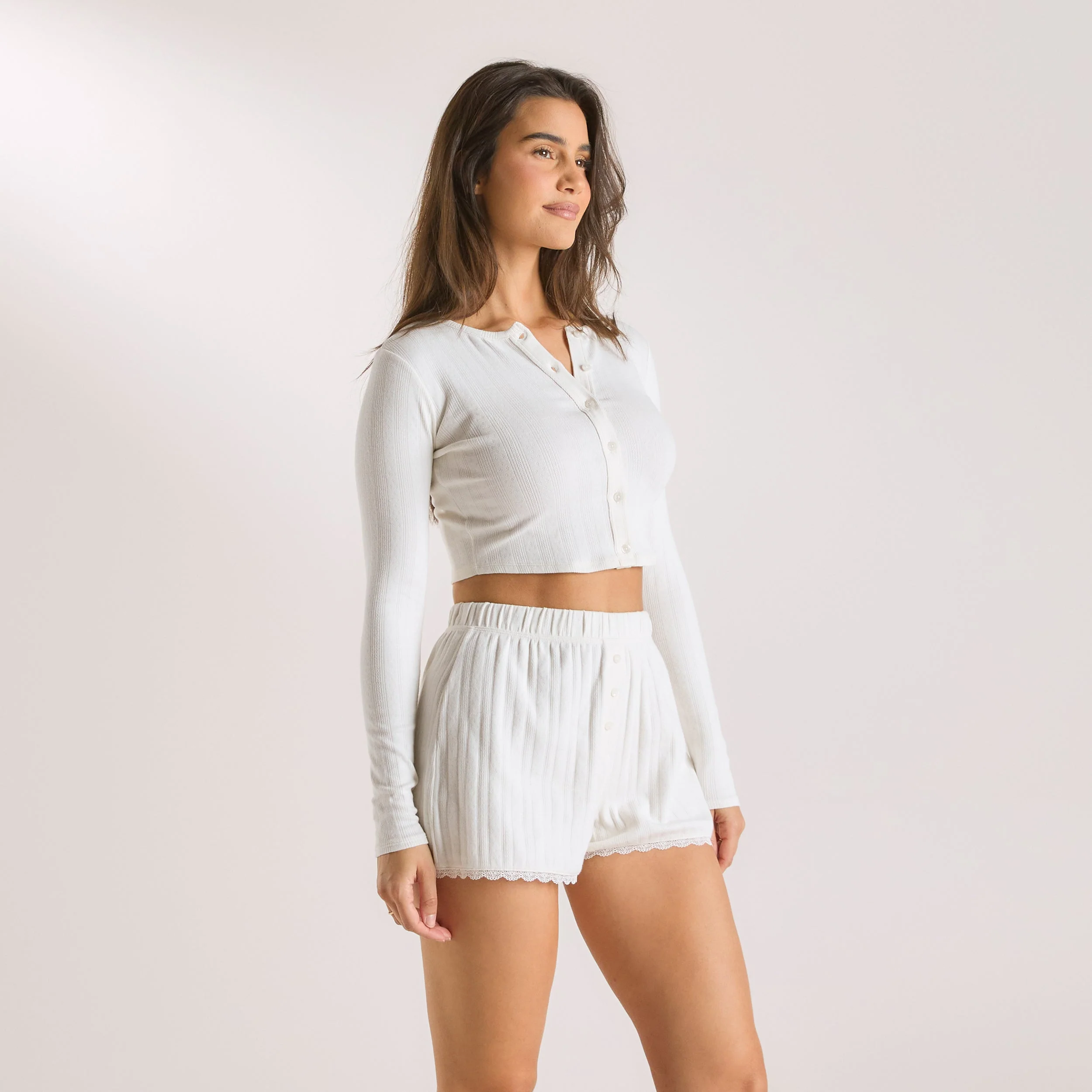 Pointelle Cardigan - Cream - Image 6