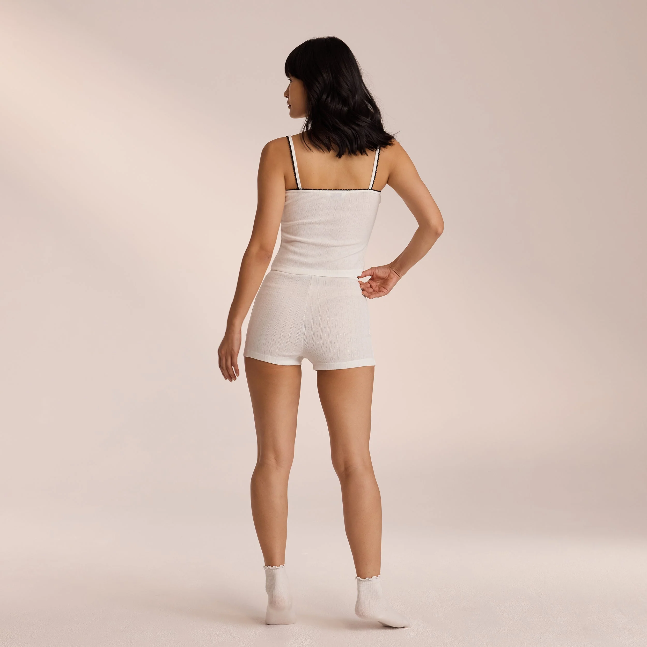 Pointelle Pajama Shorts - White - Image 6
