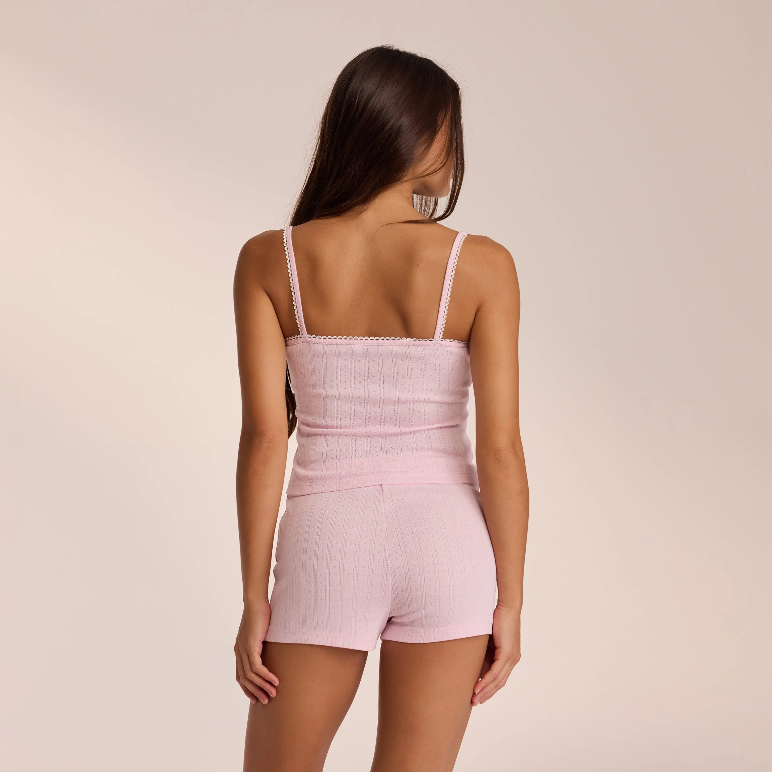 Pointelle Strappy Pajama Top - Pink - Image 4