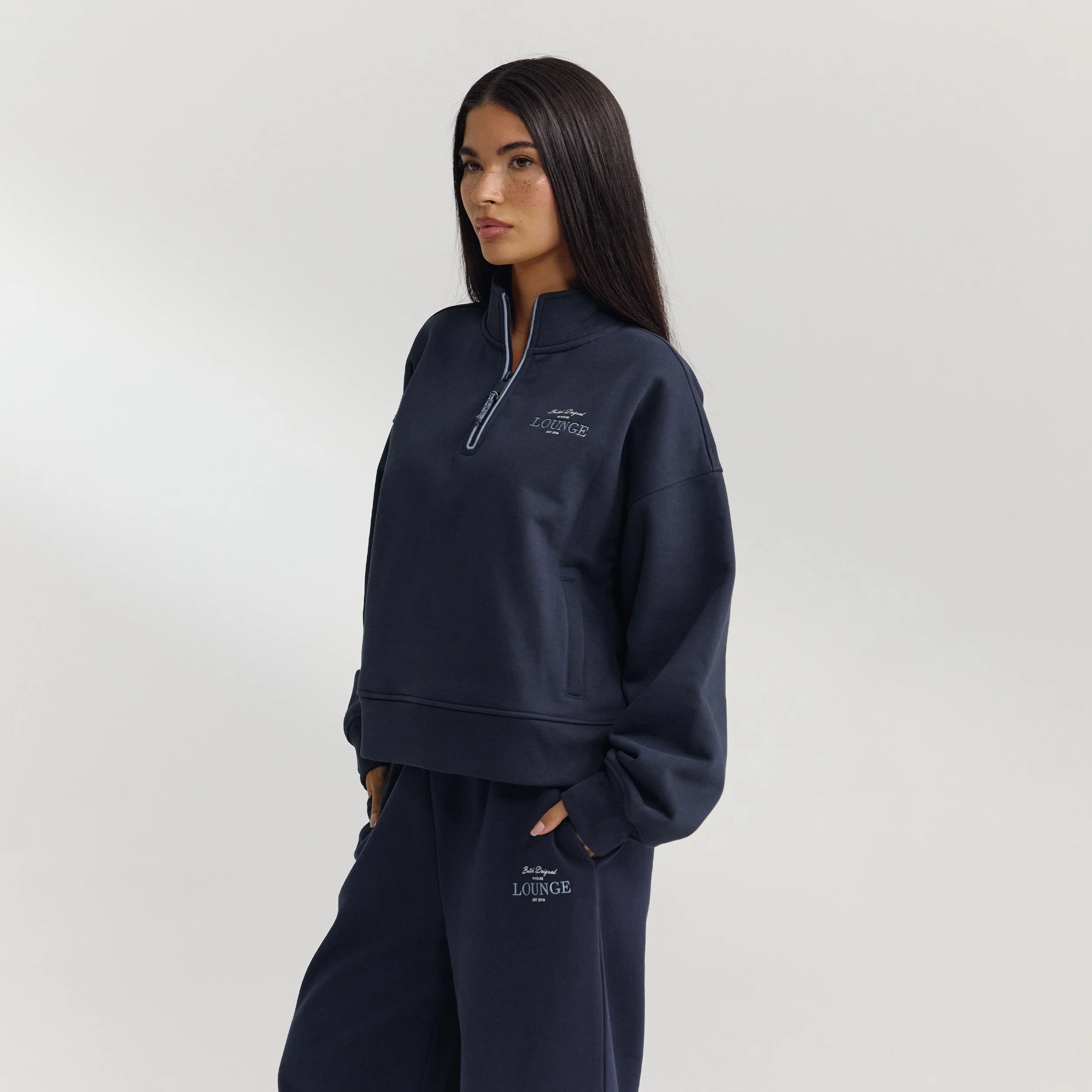 Quarter-Zip Sweater - Dark Blue - Image 3