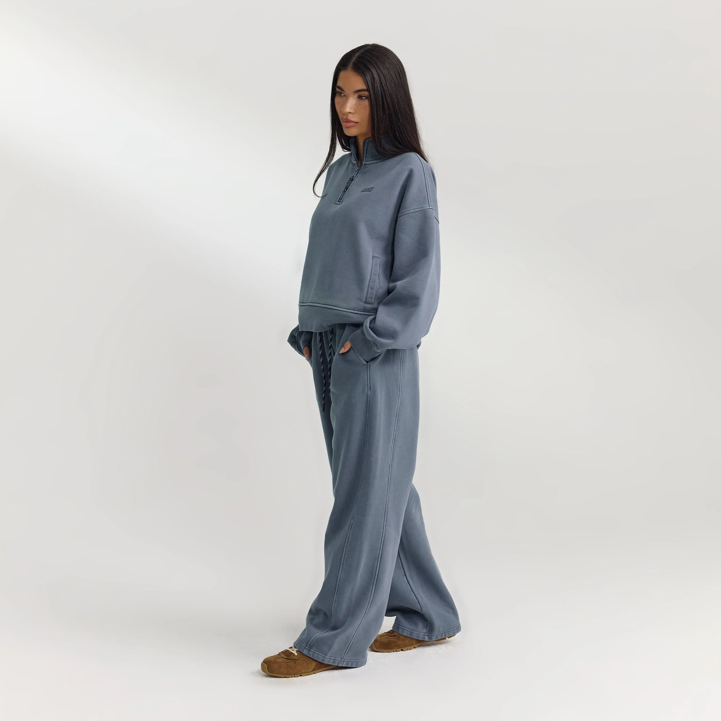 Quarter-Zip Sweater - Washed Blue - Image 3