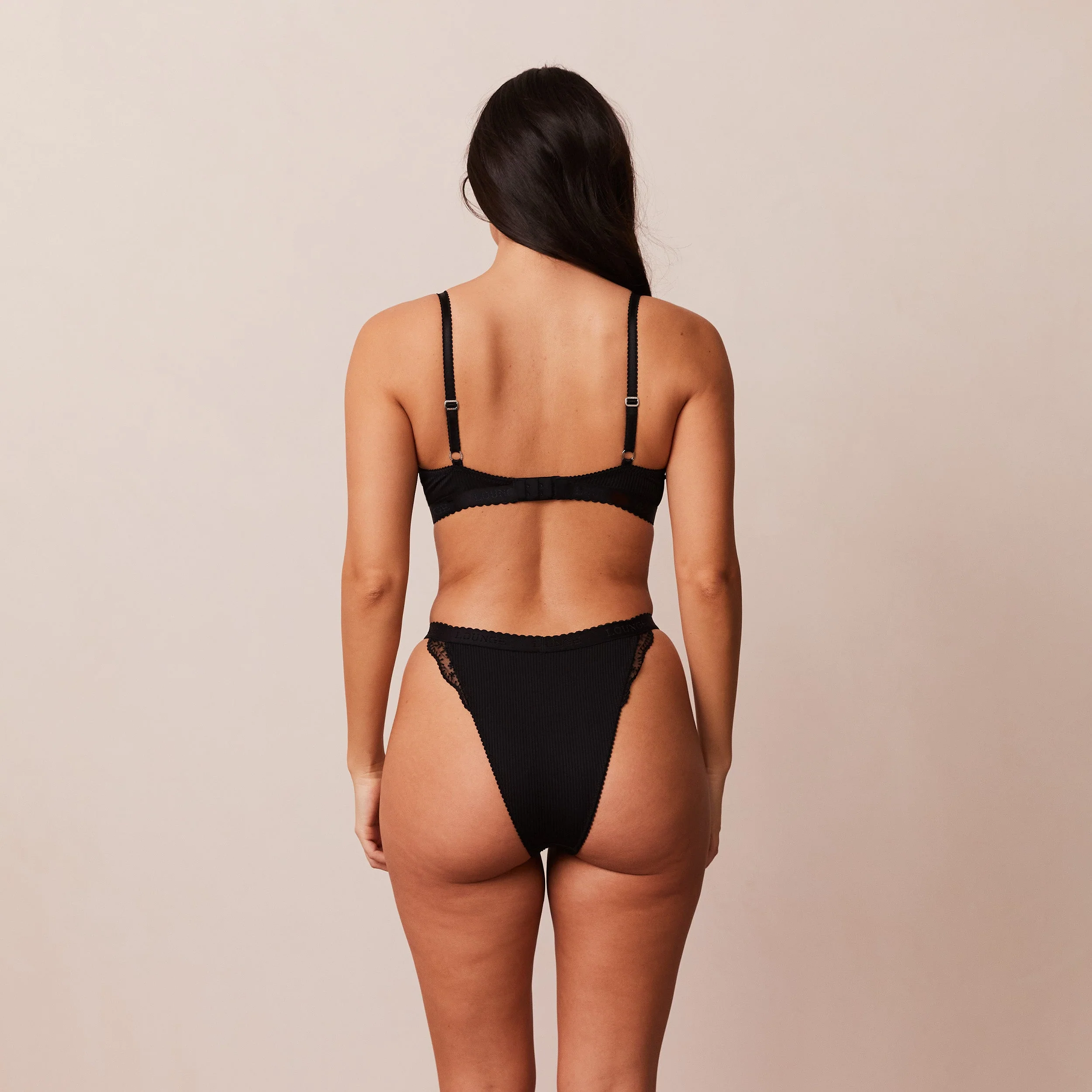 Ribbed Balcony Bra - Black - Image 14