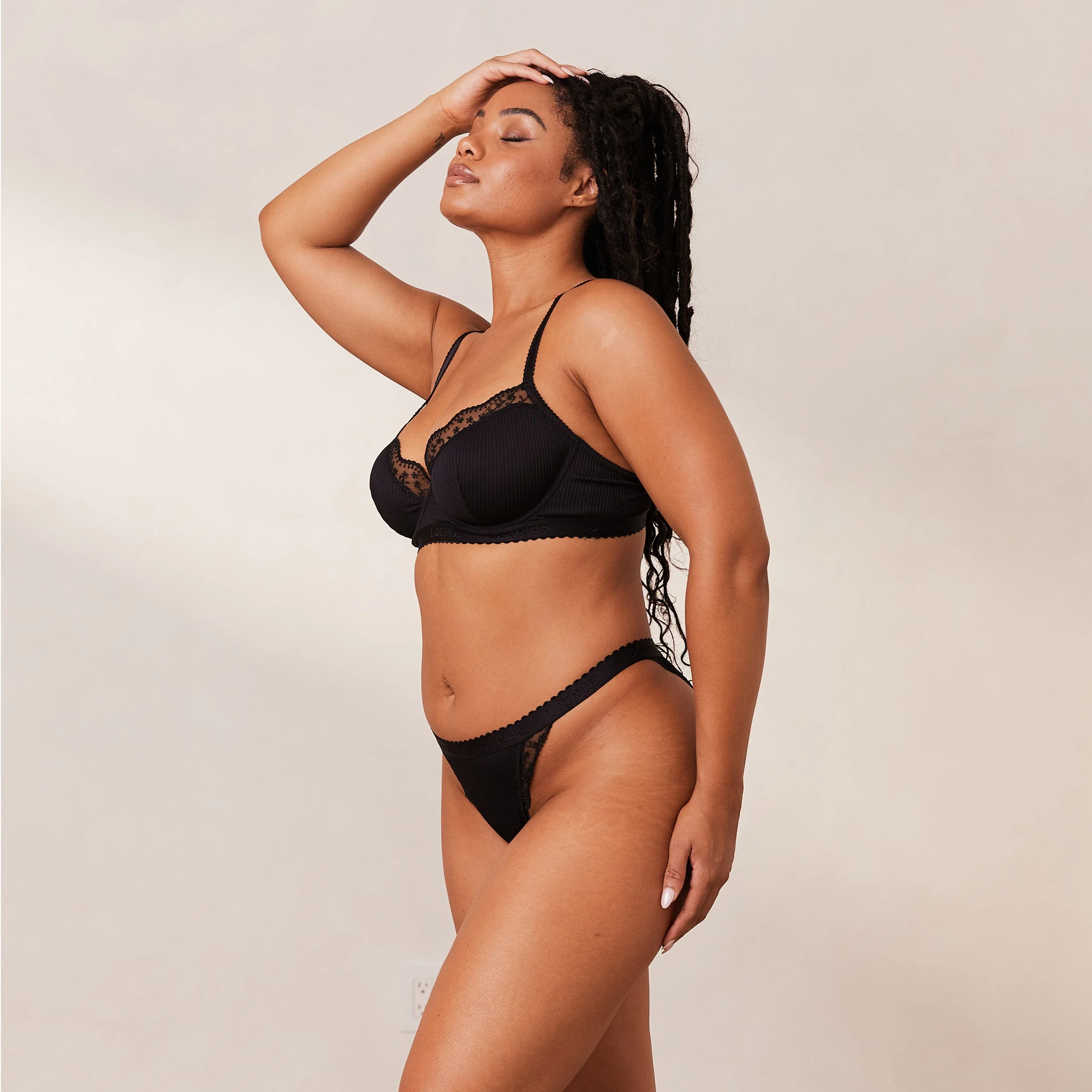 Ribbed Balcony Bra - Black - Image 23