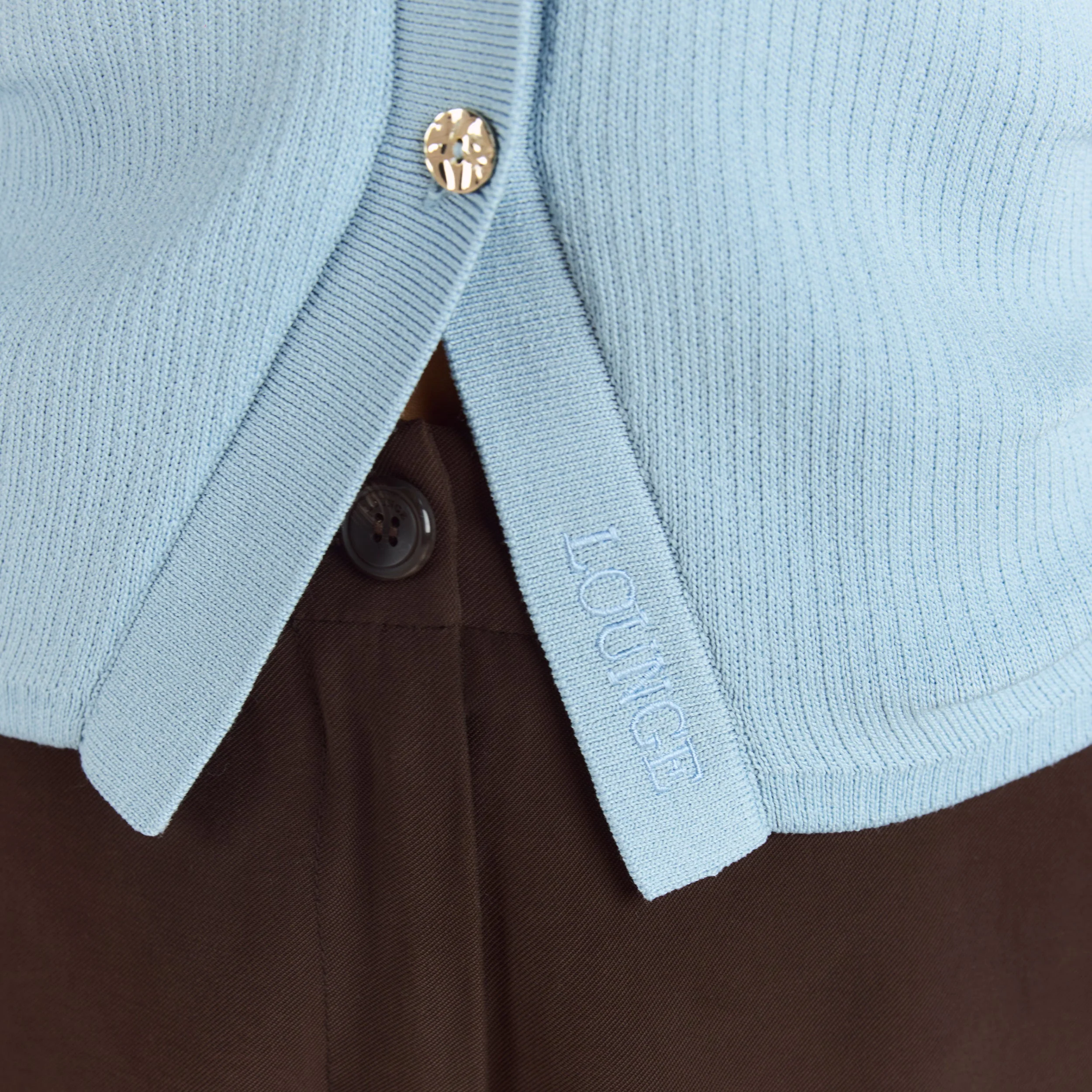 Ribbed Knitted Cardigan - Light Blue - Image 4