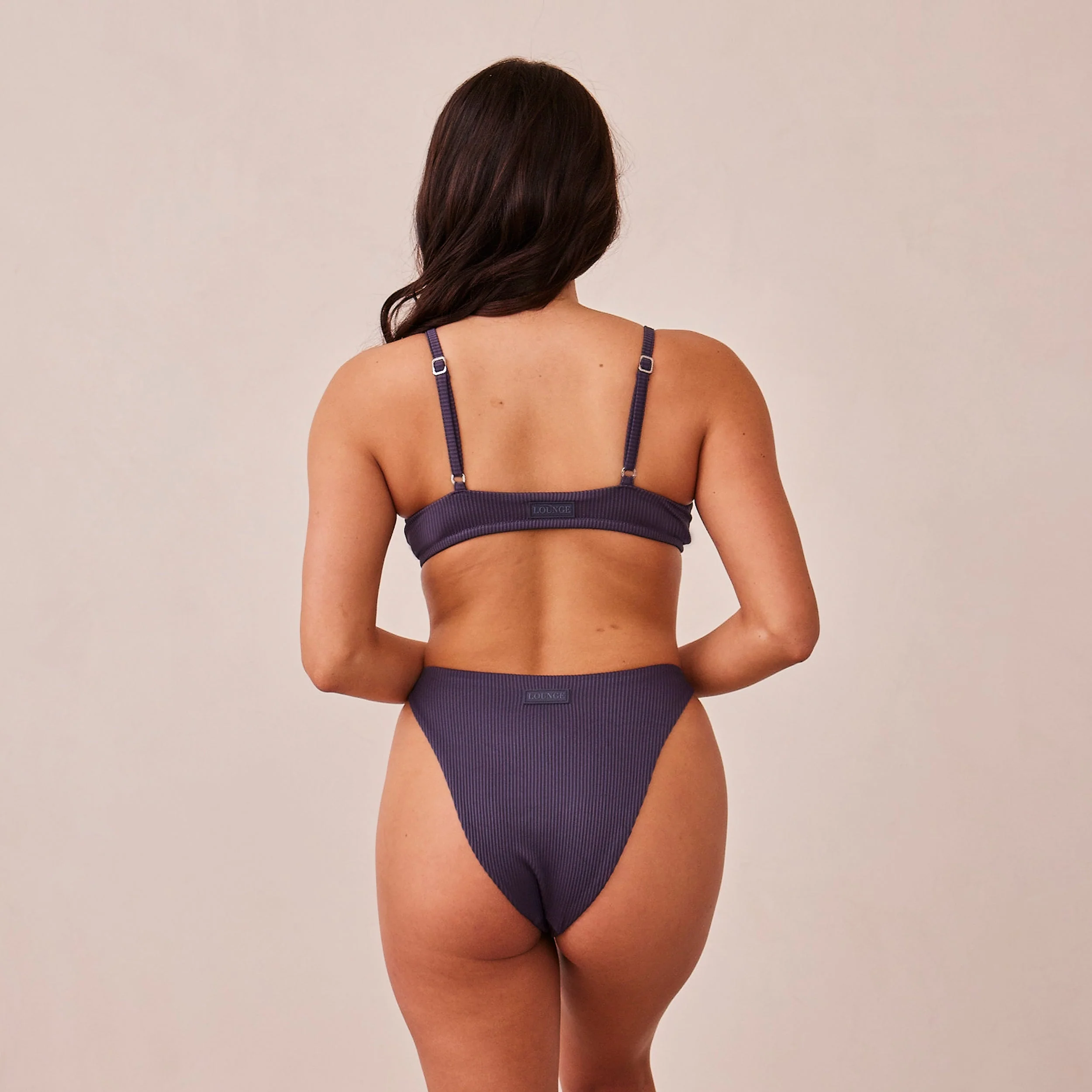 Ribbed Triangle Bra  - Charcoal Blue - Image 14