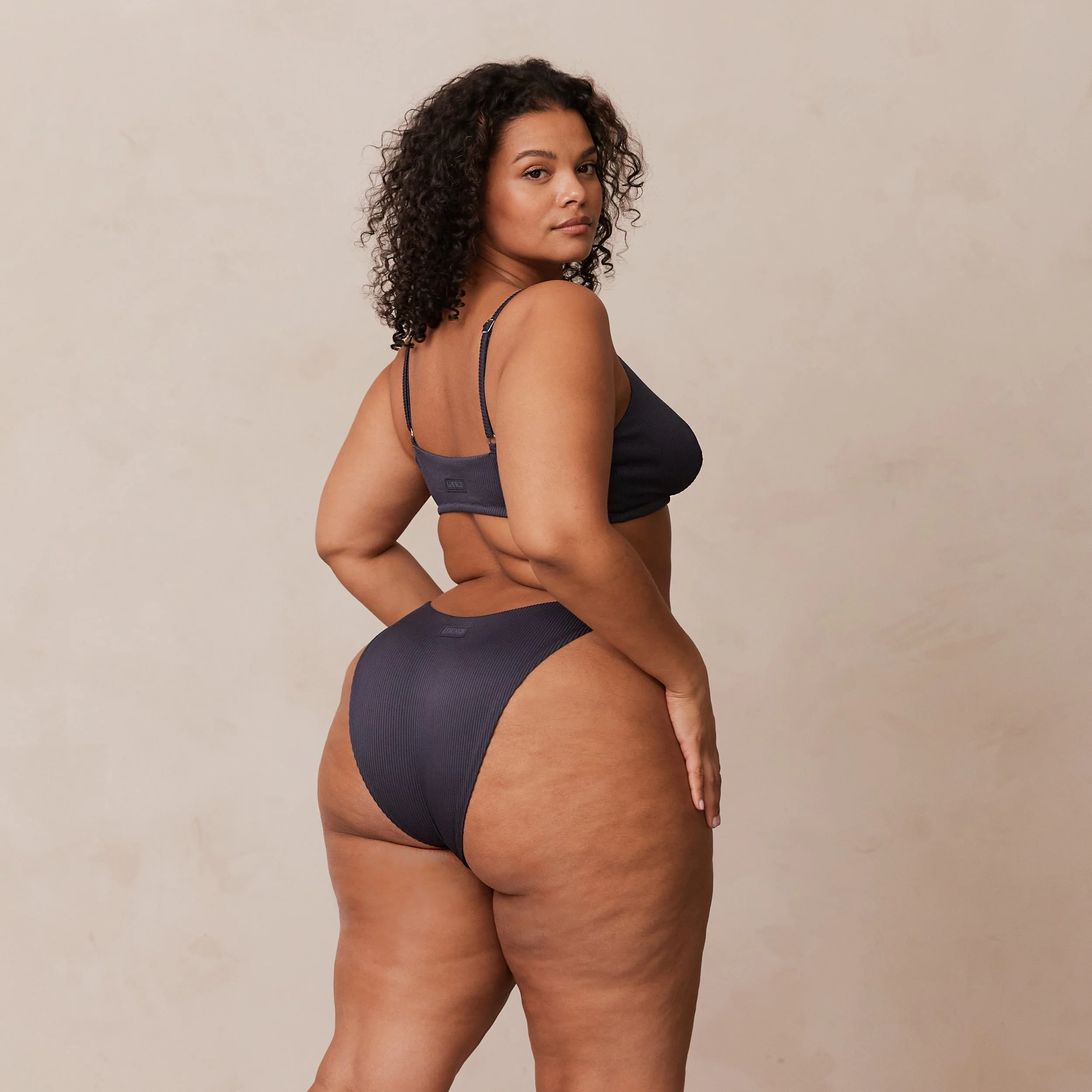 Ribbed Triangle Bra  - Charcoal Blue - Image 20