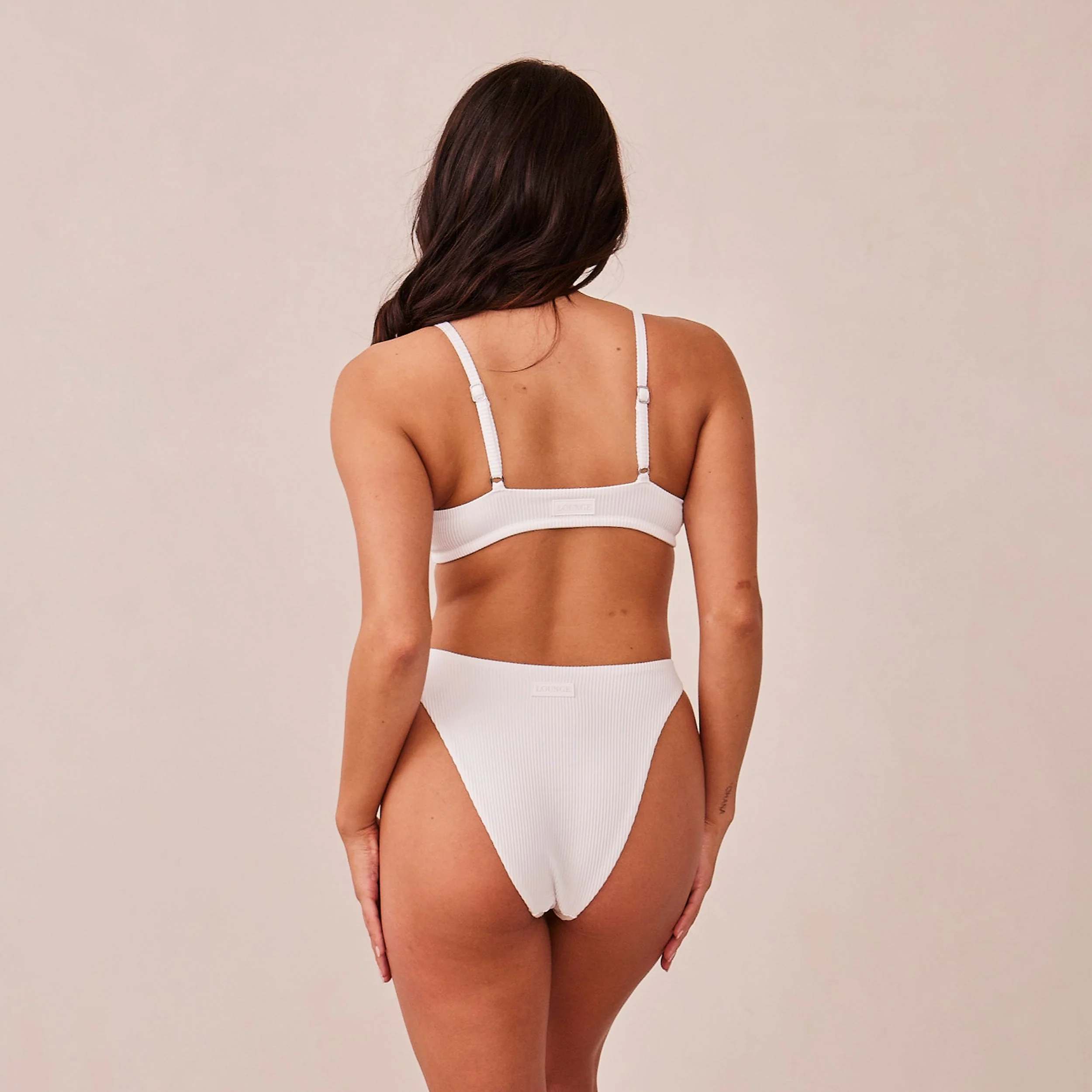 Ribbed Triangle Bra  - White - Image 14