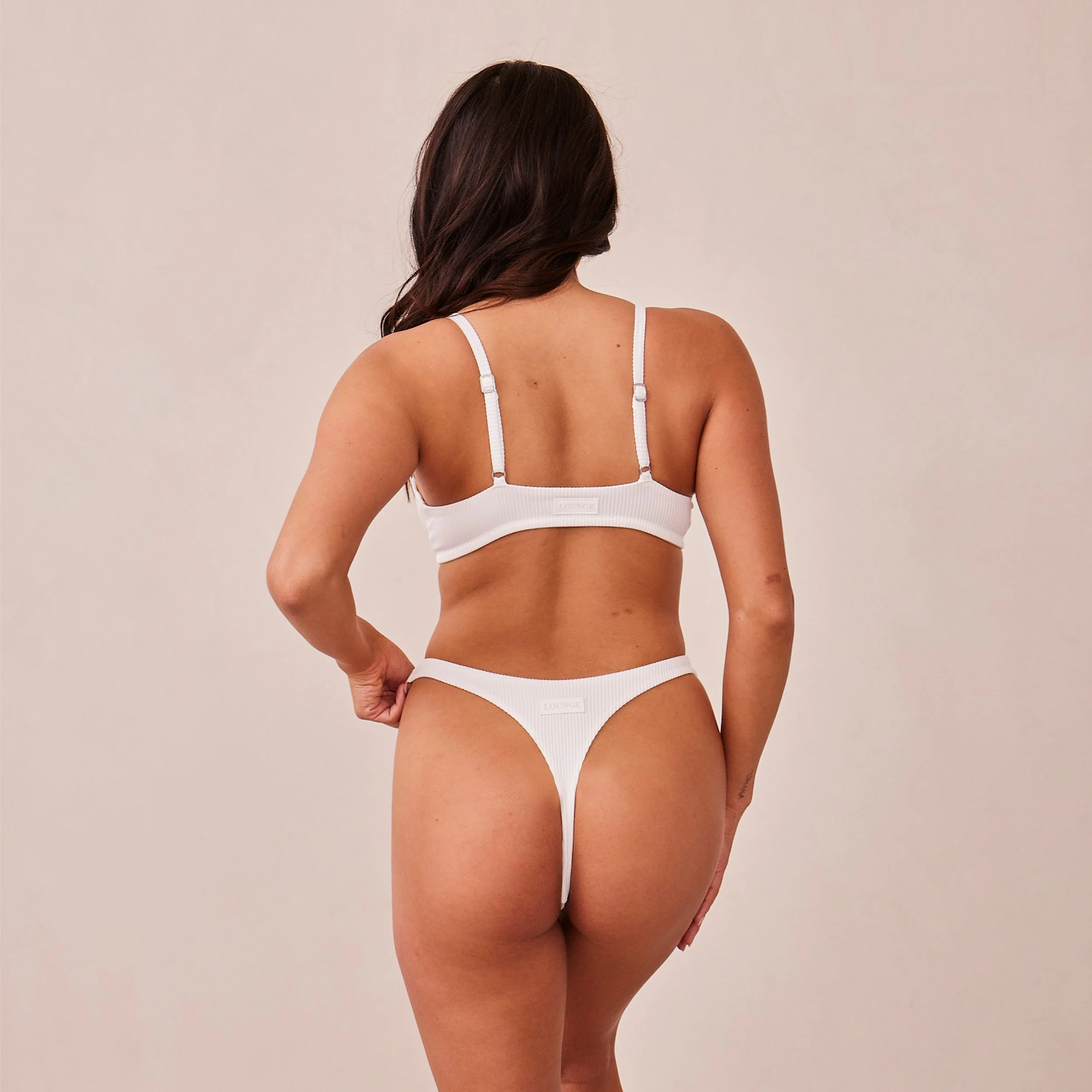Ribbed Triangle Bra  - White - Image 2