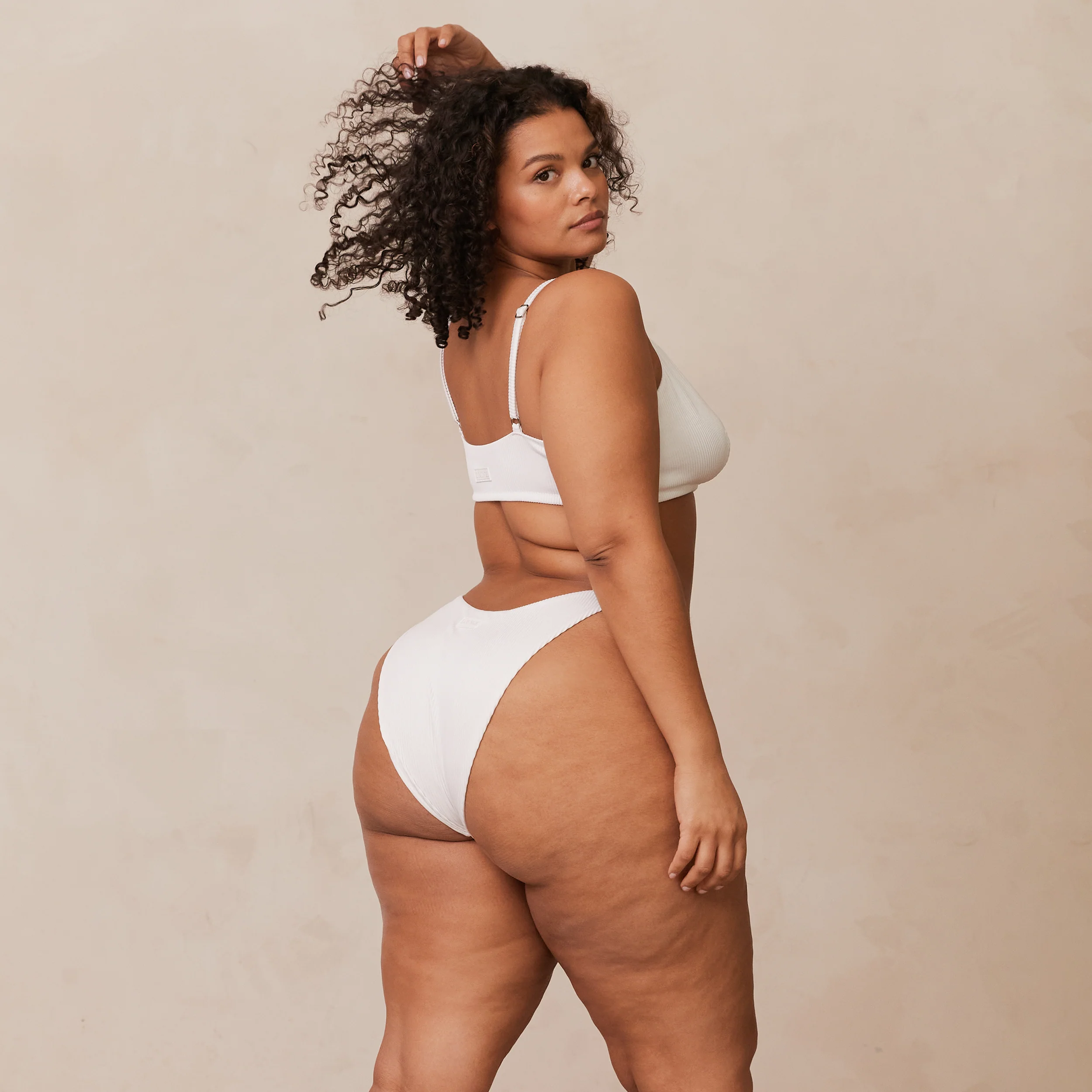 Ribbed Triangle Bra  - White - Image 20