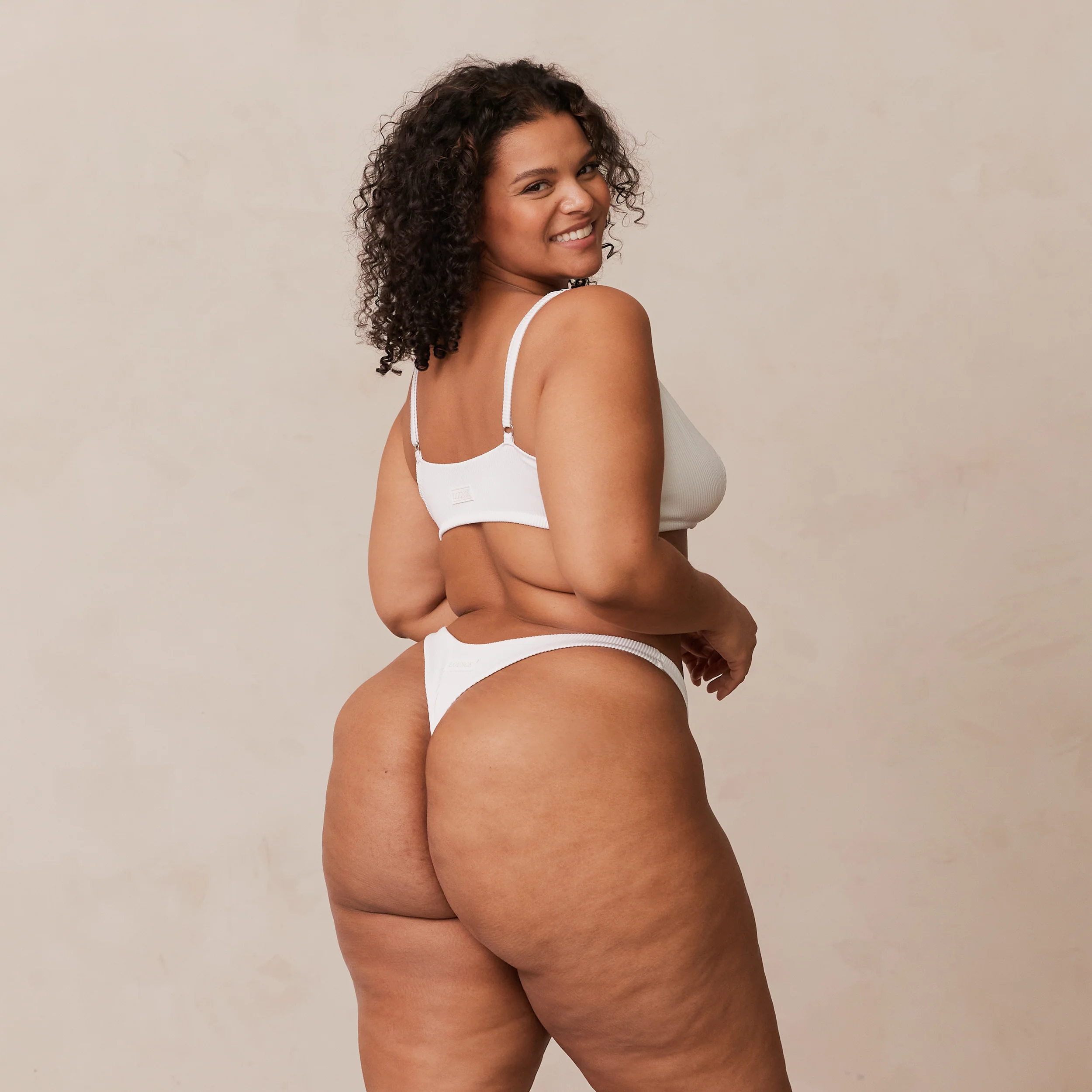Ribbed Triangle Bra  - White - Image 8