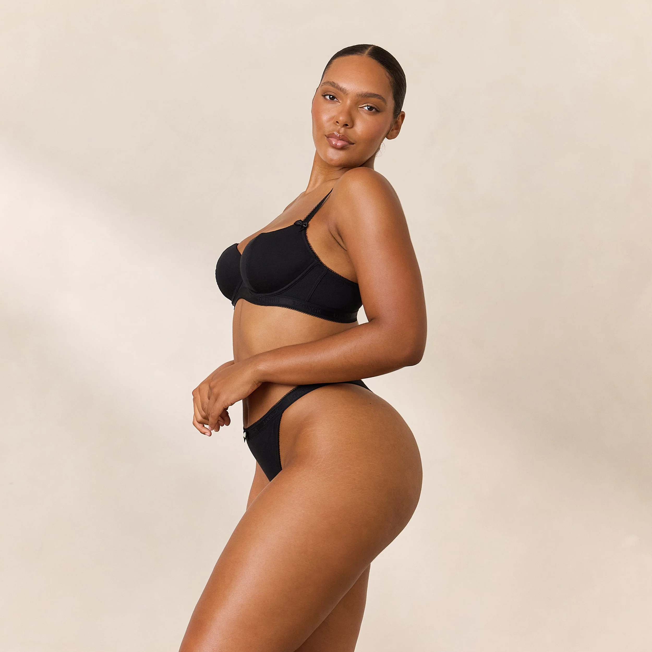 Rosebud Ribbed Balcony Bra - Black - Image 6