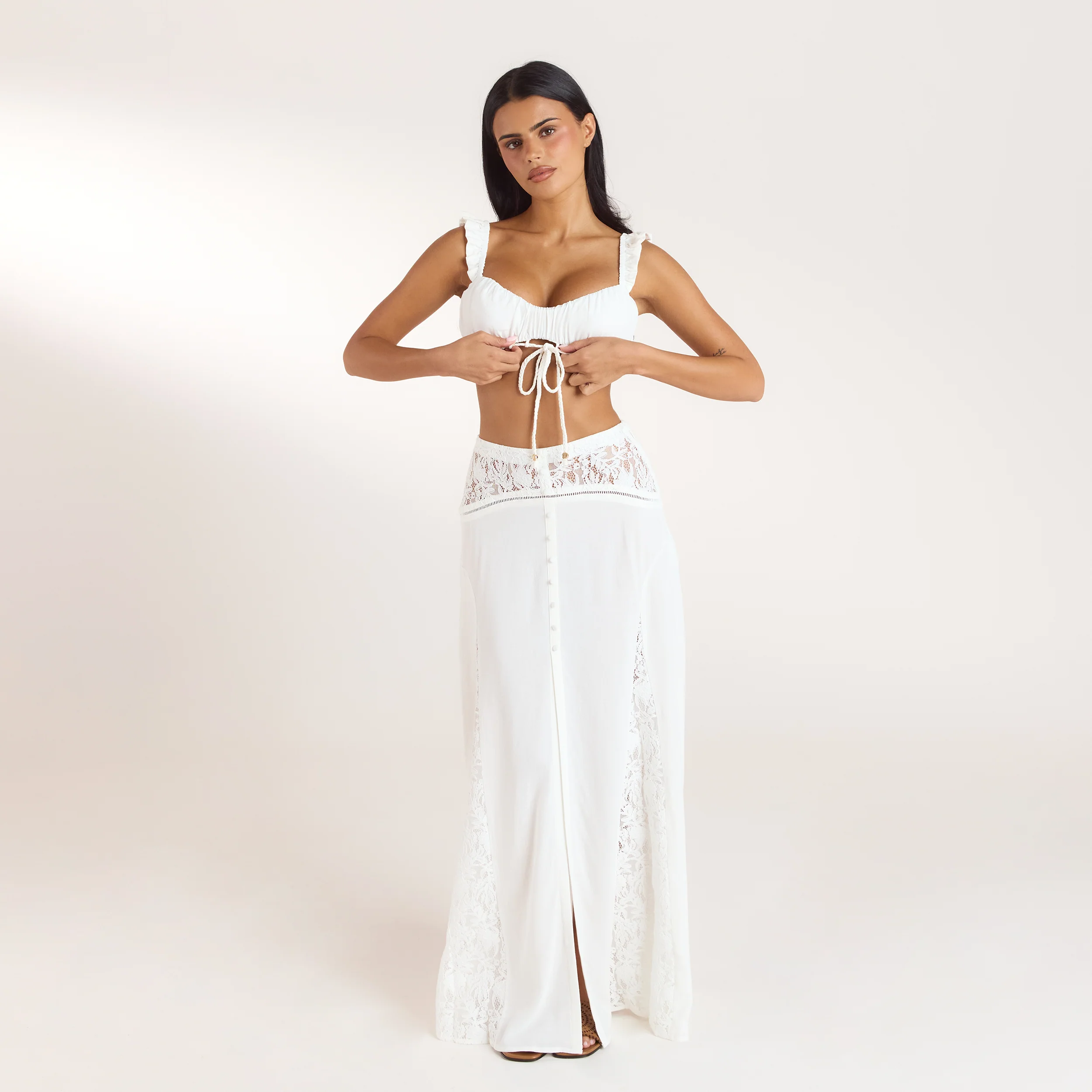 Ruched Bralette - Cream - Image 5