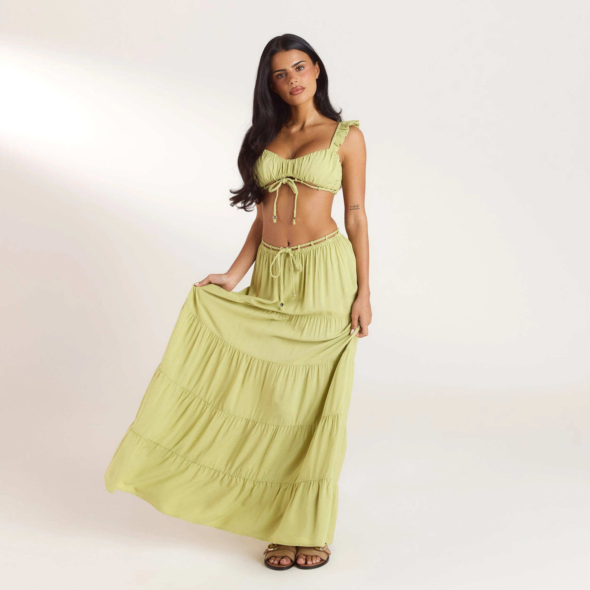 Ruched Bralette (Set) - Washed Lime - Image 12