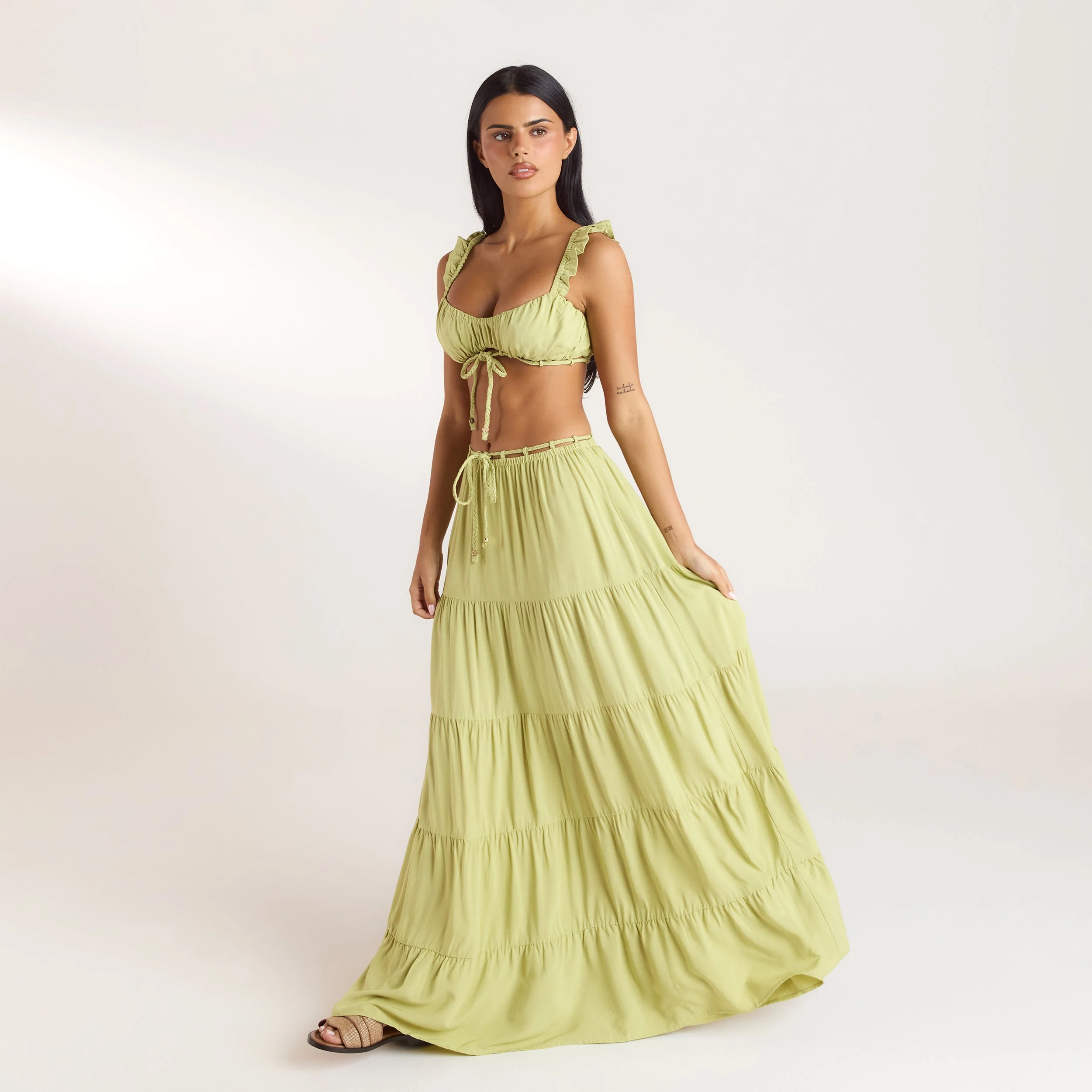 Ruched Bralette (Set) - Washed Lime - Image 2