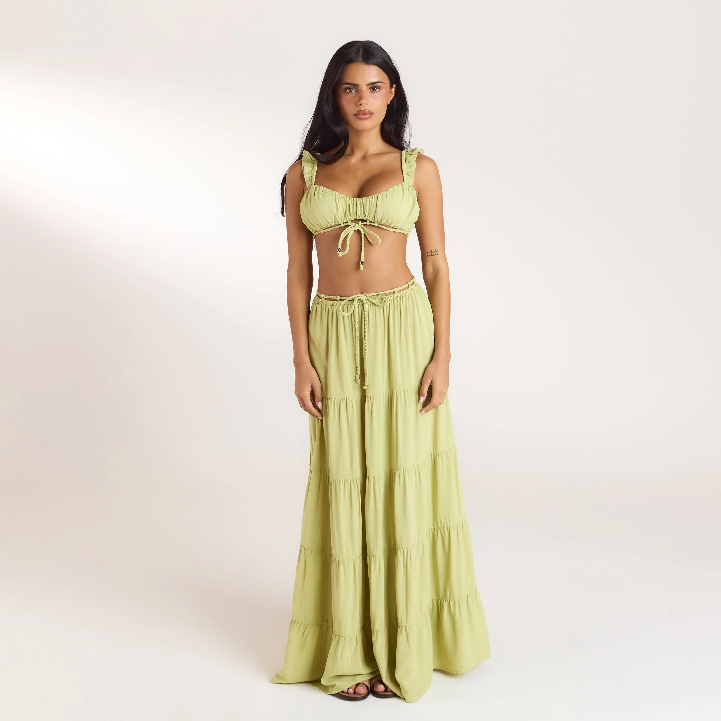 Ruched Bralette (Set) - Washed Lime - Image 7