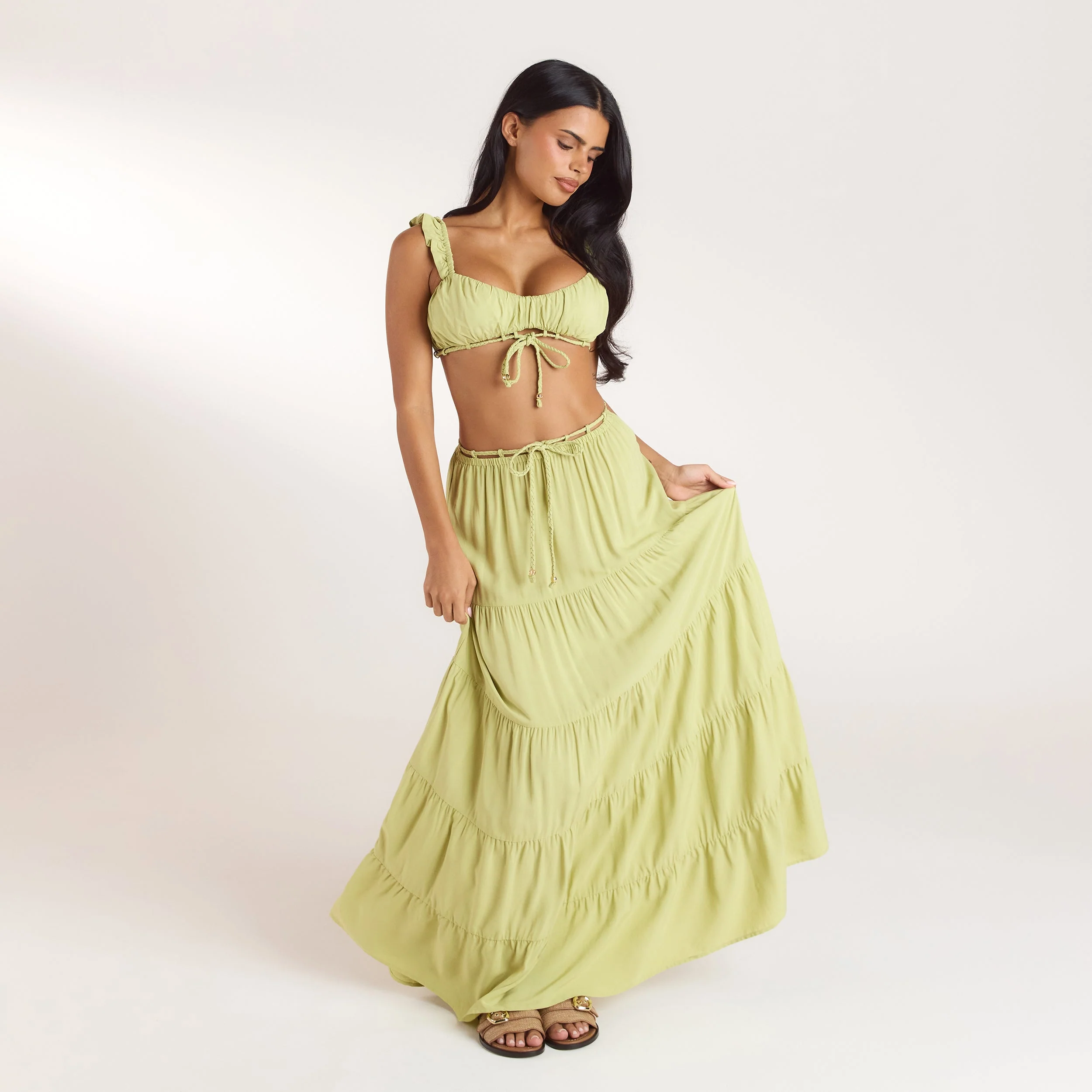 Ruched Bralette (Set) - Washed Lime - Image 9