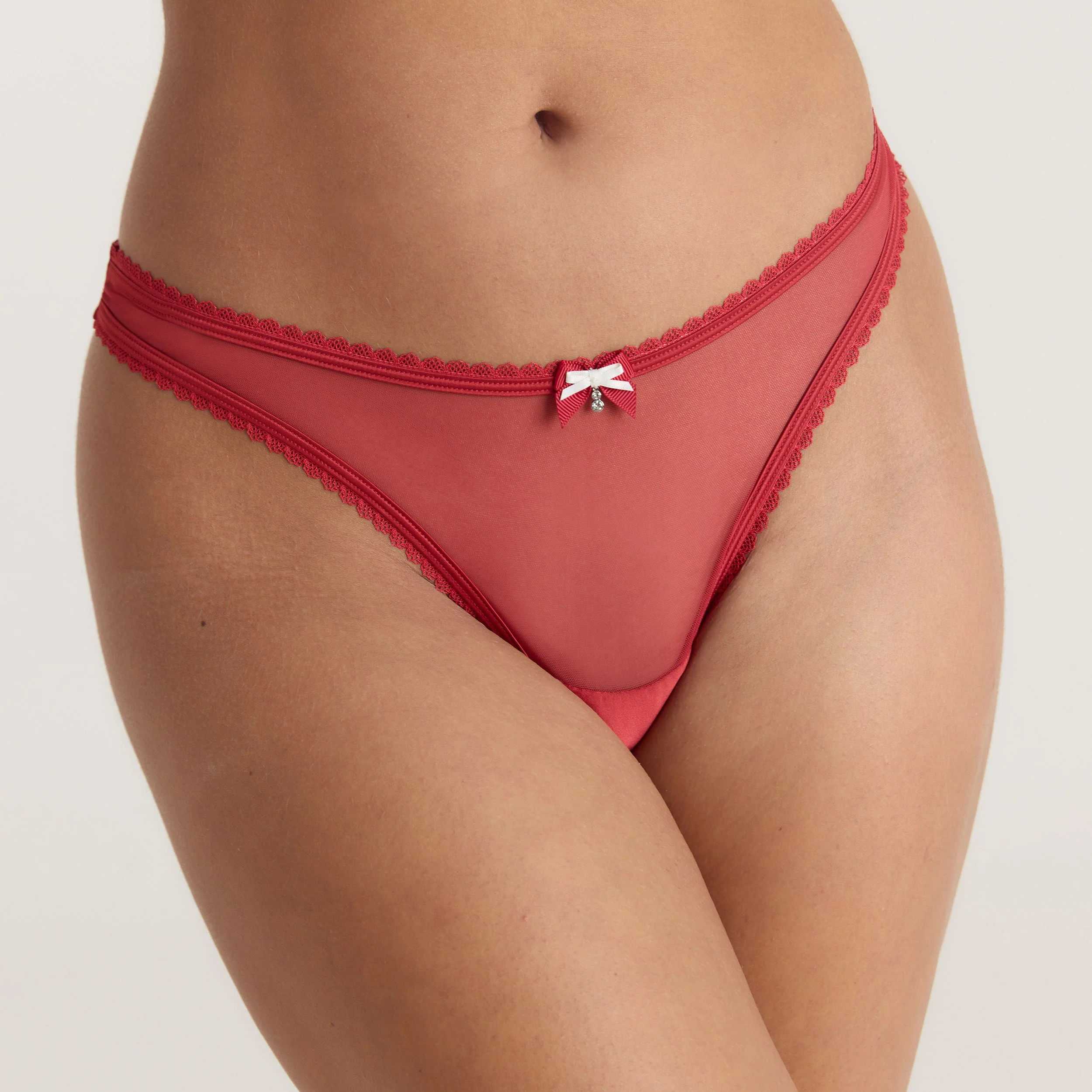 Satin Bow G-String - Red - Image 4
