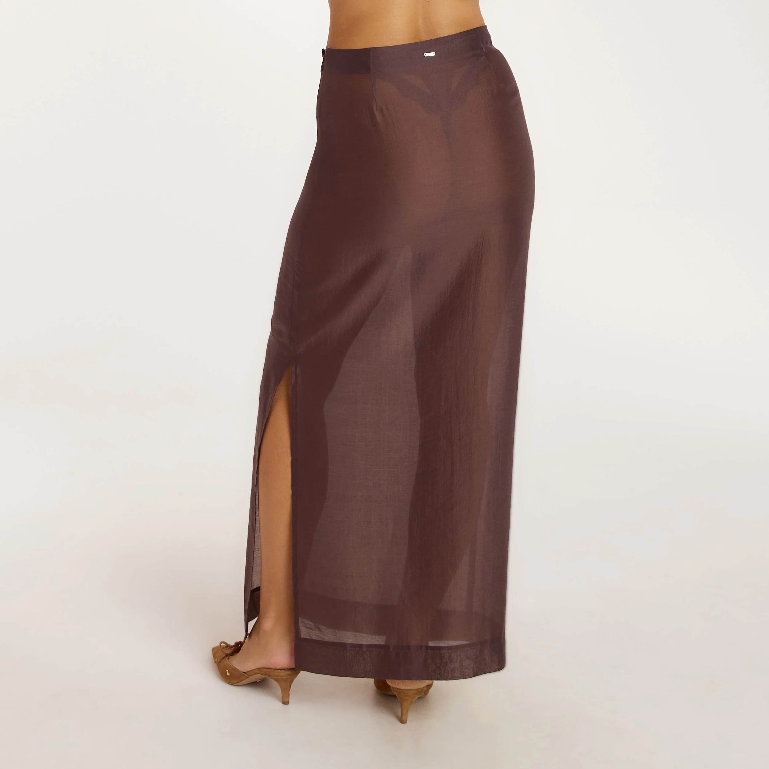 Sheer Maxi Skirt - Chocolate - Image 4