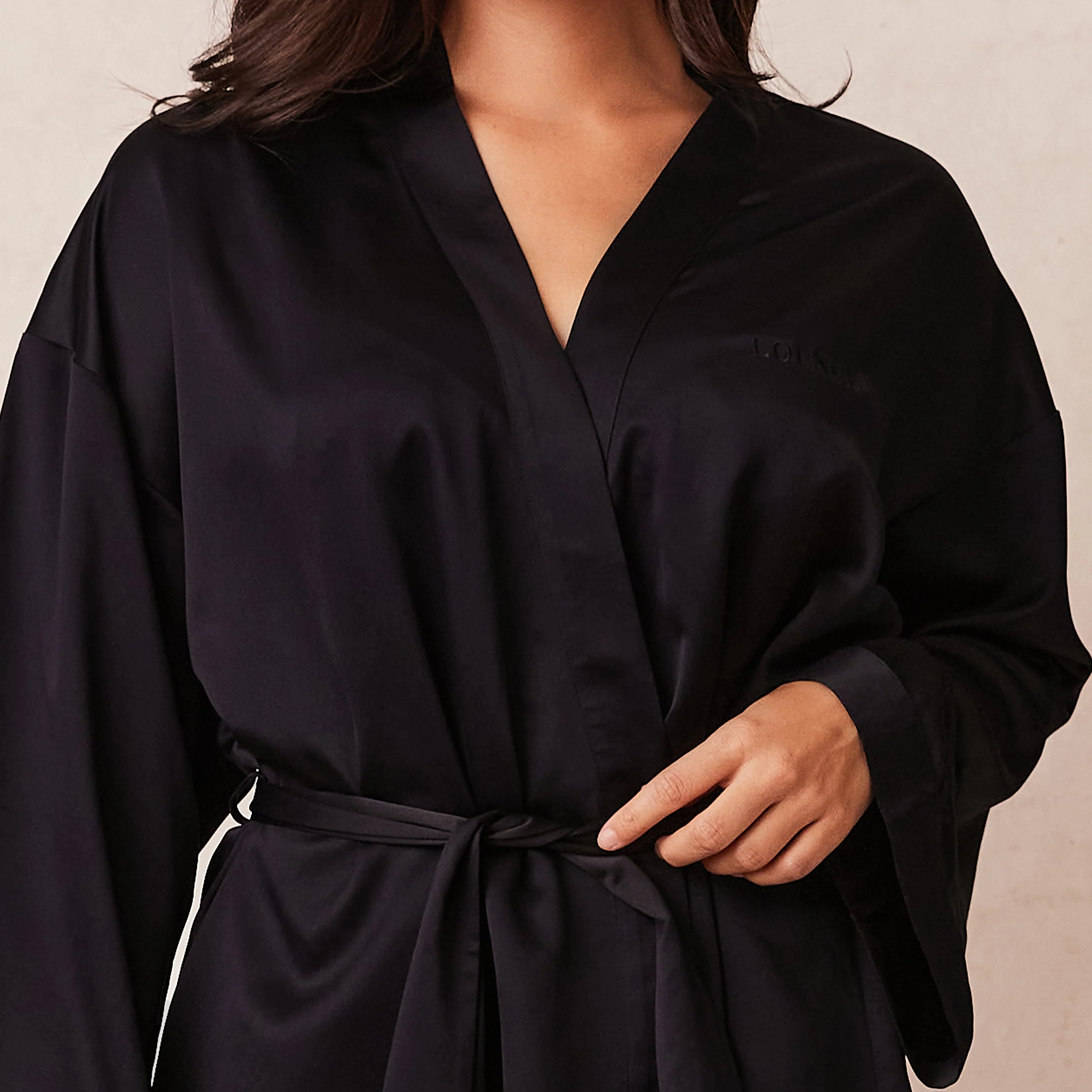 Signature Satin Robe - Black - Image 4