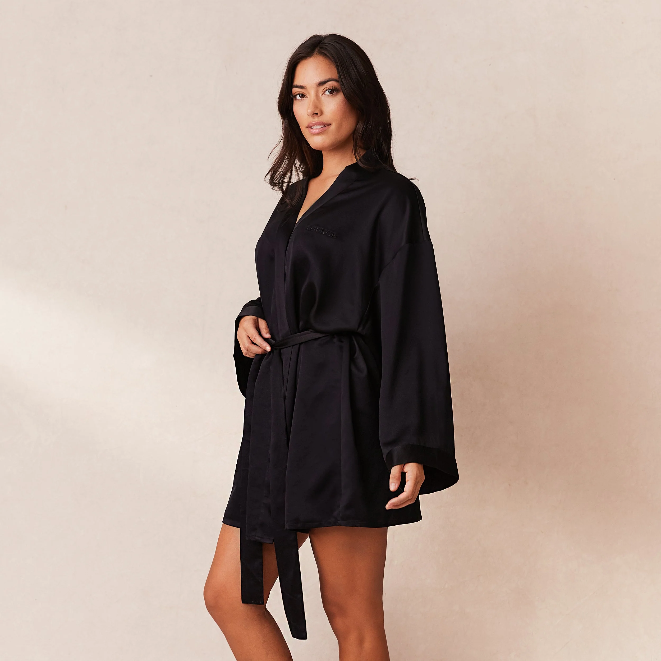 Signature Satin Robe - Black - Image 5