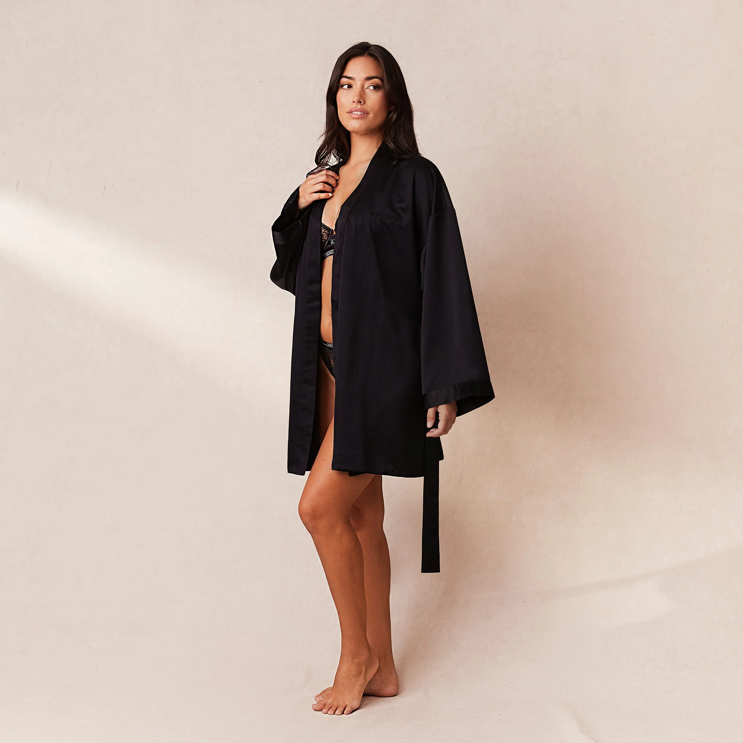 Signature Satin Robe - Black - Image 6