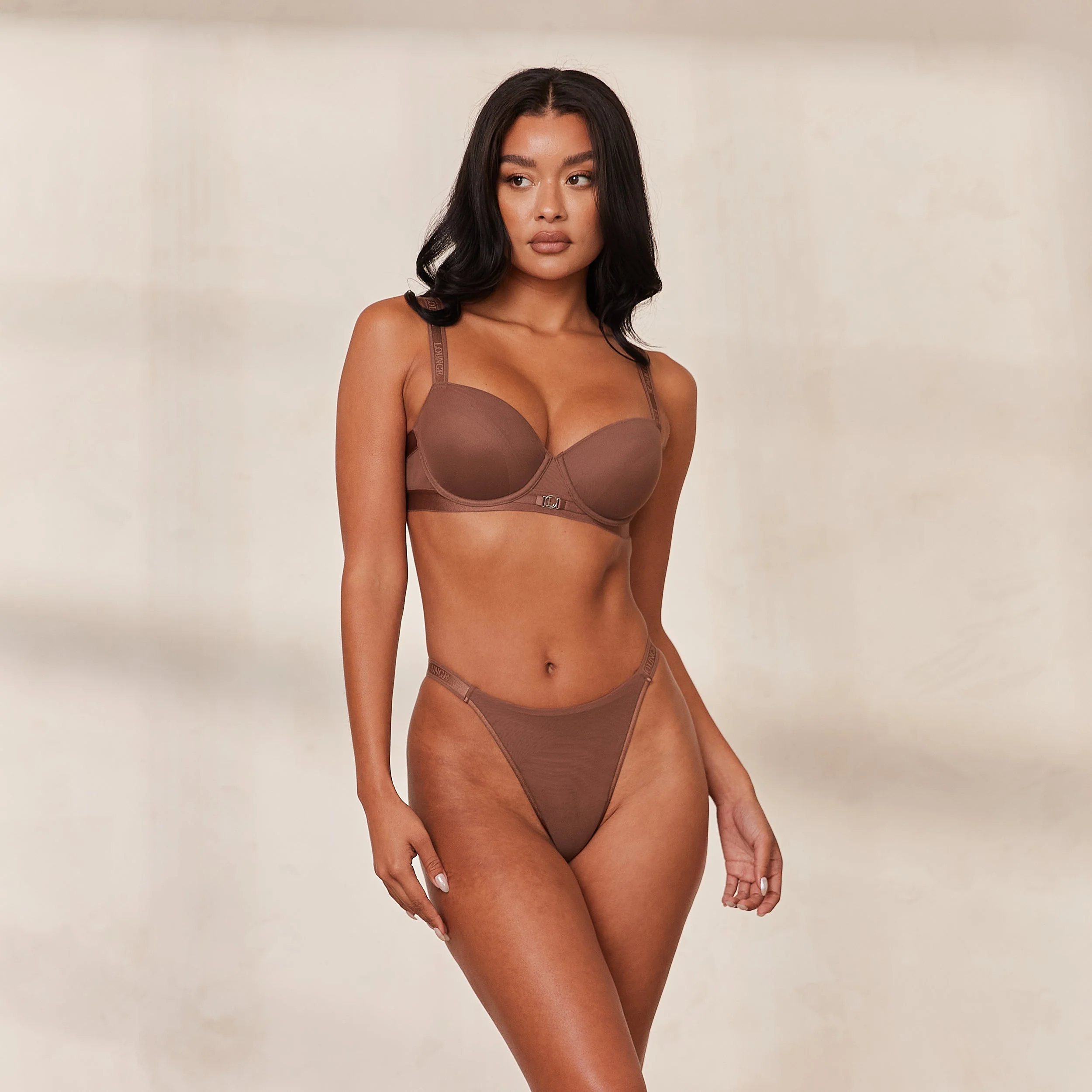 Smooth Mesh T-shirt Bra  - Chestnut - Image 3