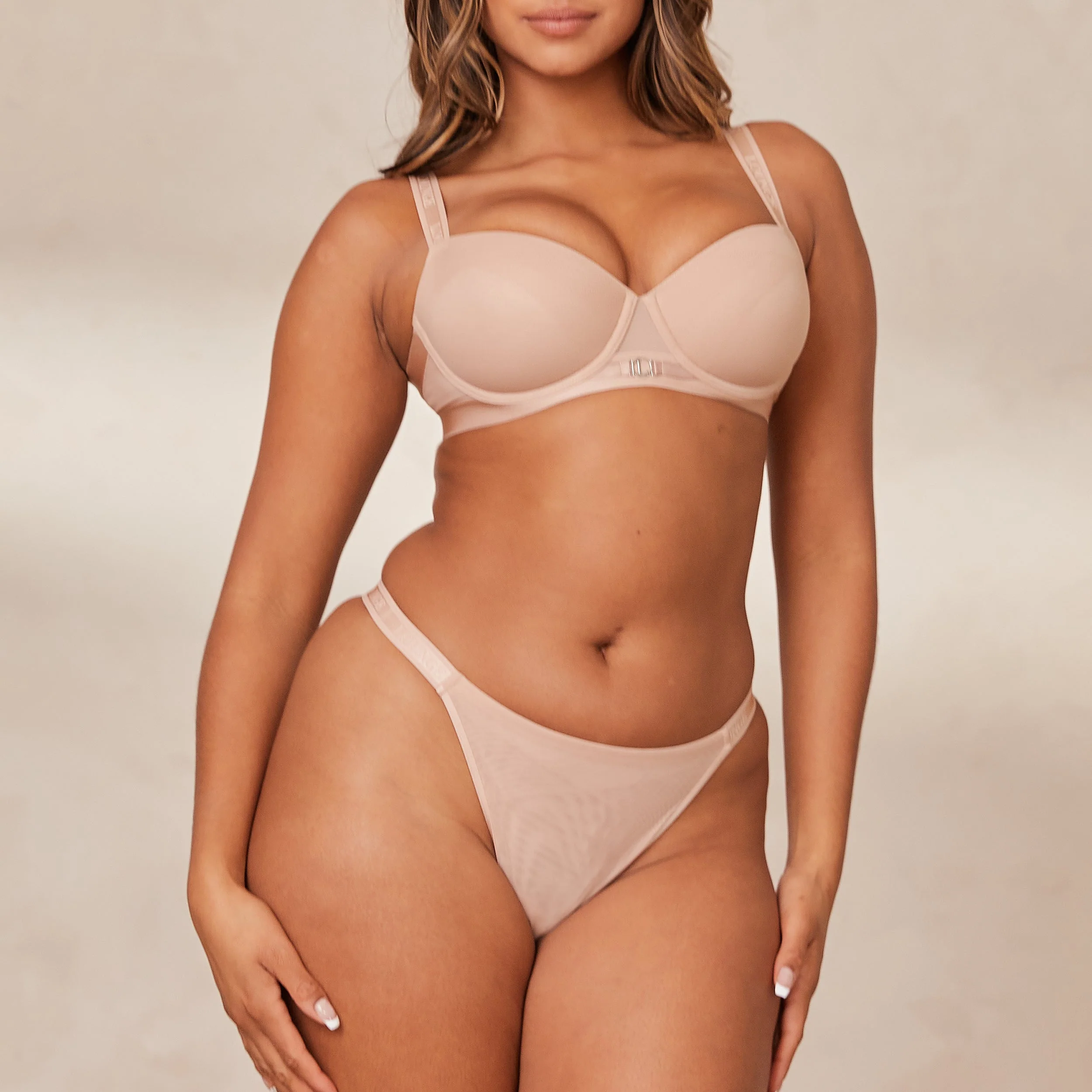 Smooth Mesh T-shirt Bra  - Taupe - Image 3