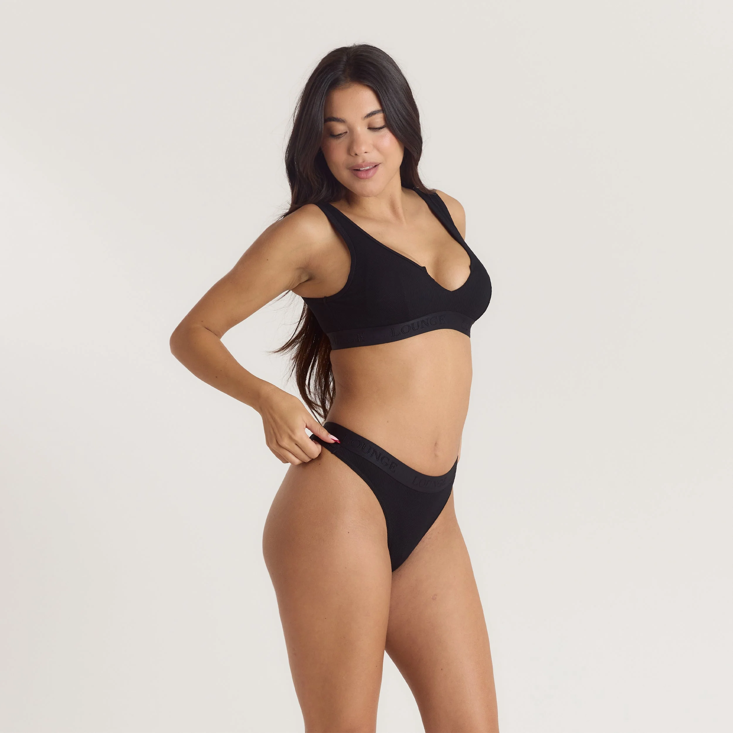 Soft Ribbed Push-Up Bralette - Black - Image 5
