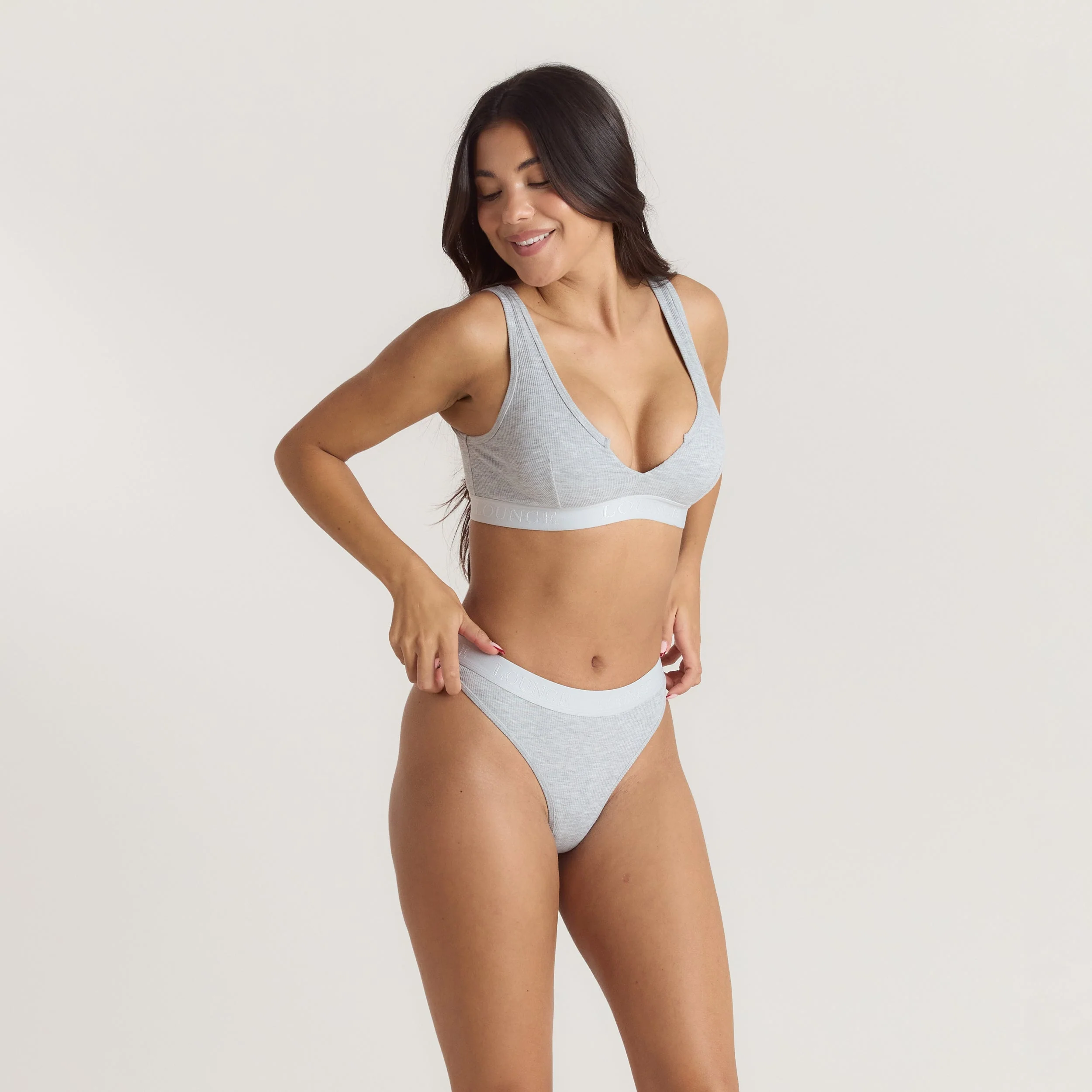 Soft Ribbed Push-Up Bralette - Grey Marl - Image 5