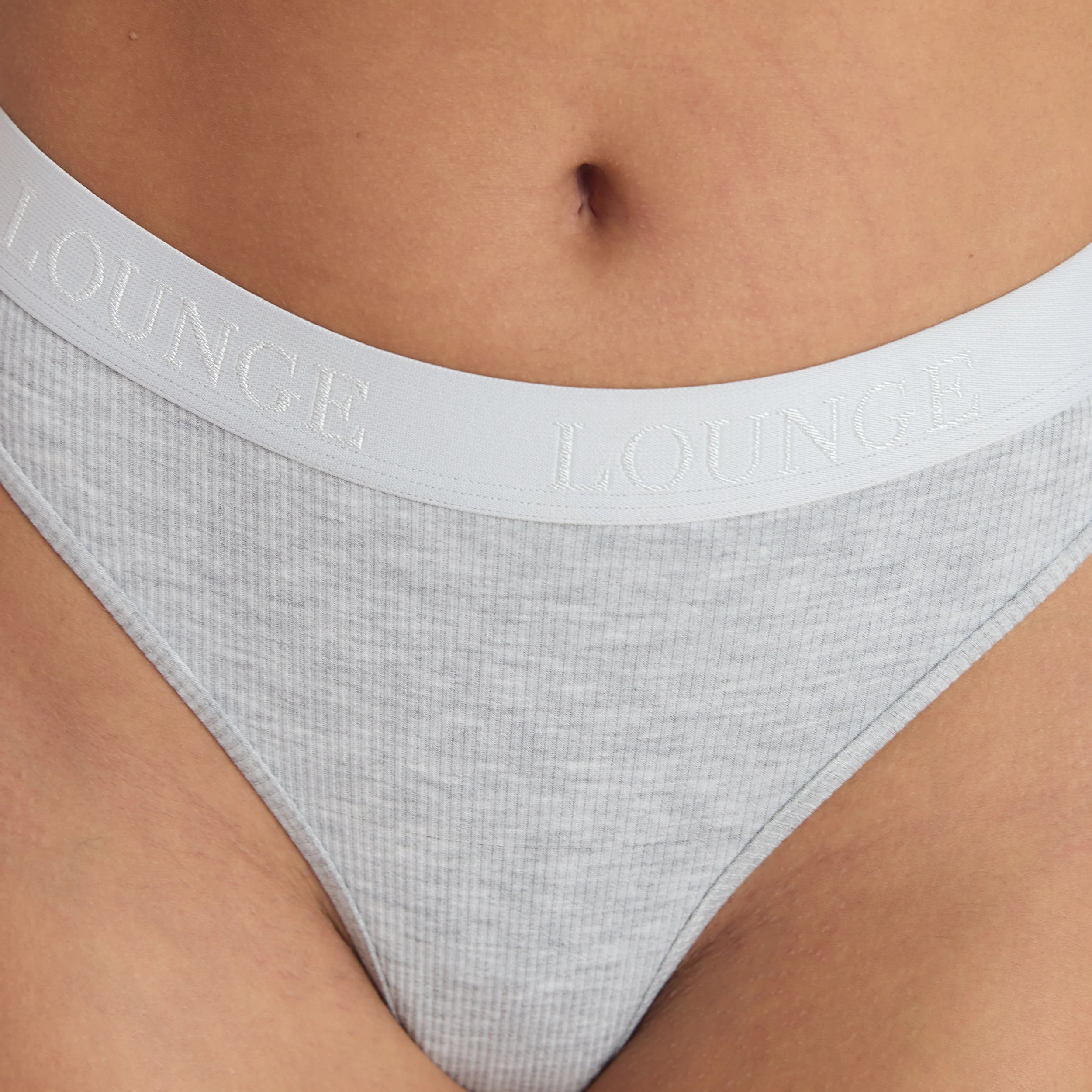 Soft Ribbed Thong - Grey Marl - Image 3