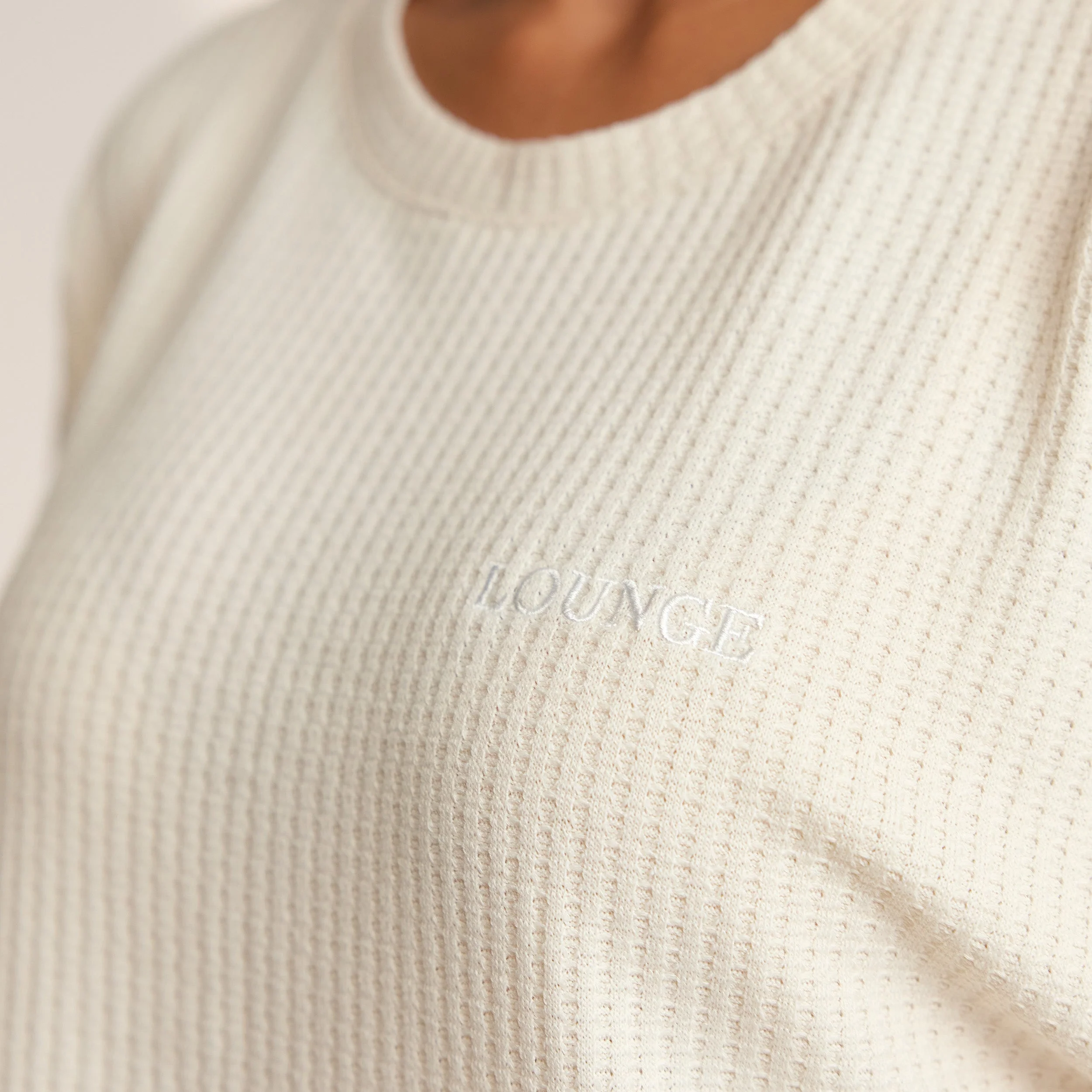 Soft Waffle Pajama Top - Cream - Image 3